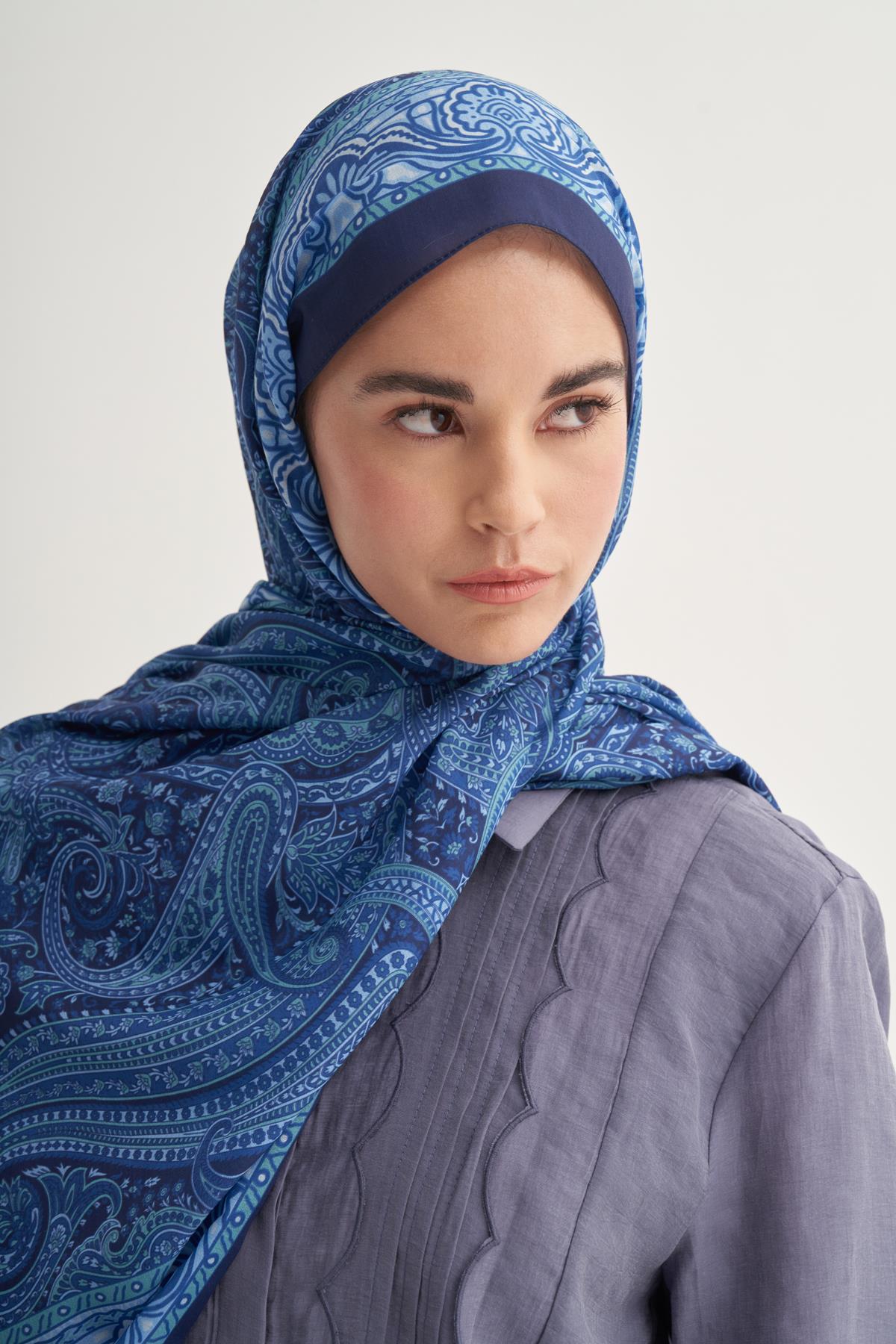 Ravena Gök Mavisi Nilla Pamuklu Şal