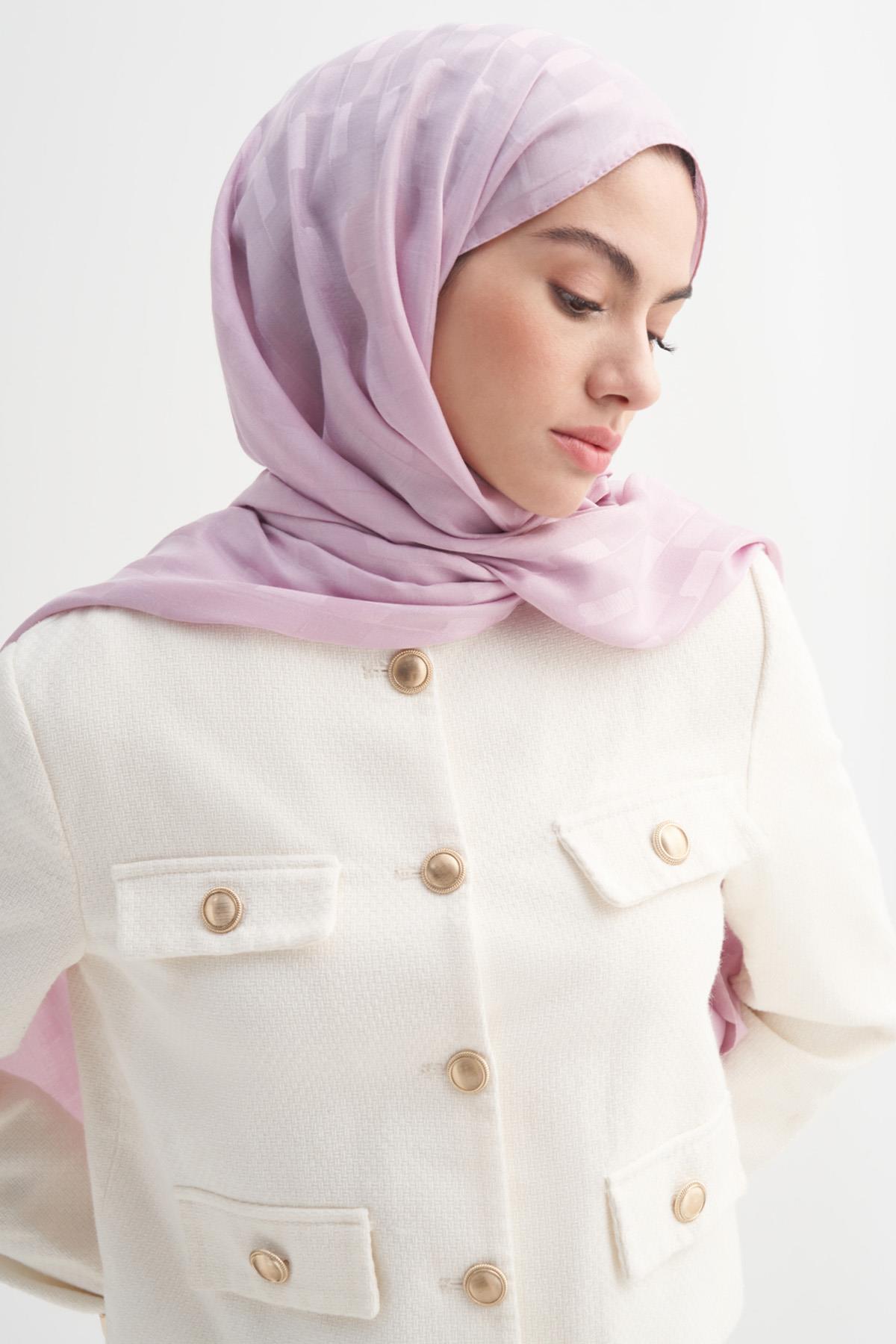 Küpçizgi Jakar İtalyan İpekli Şal Lila