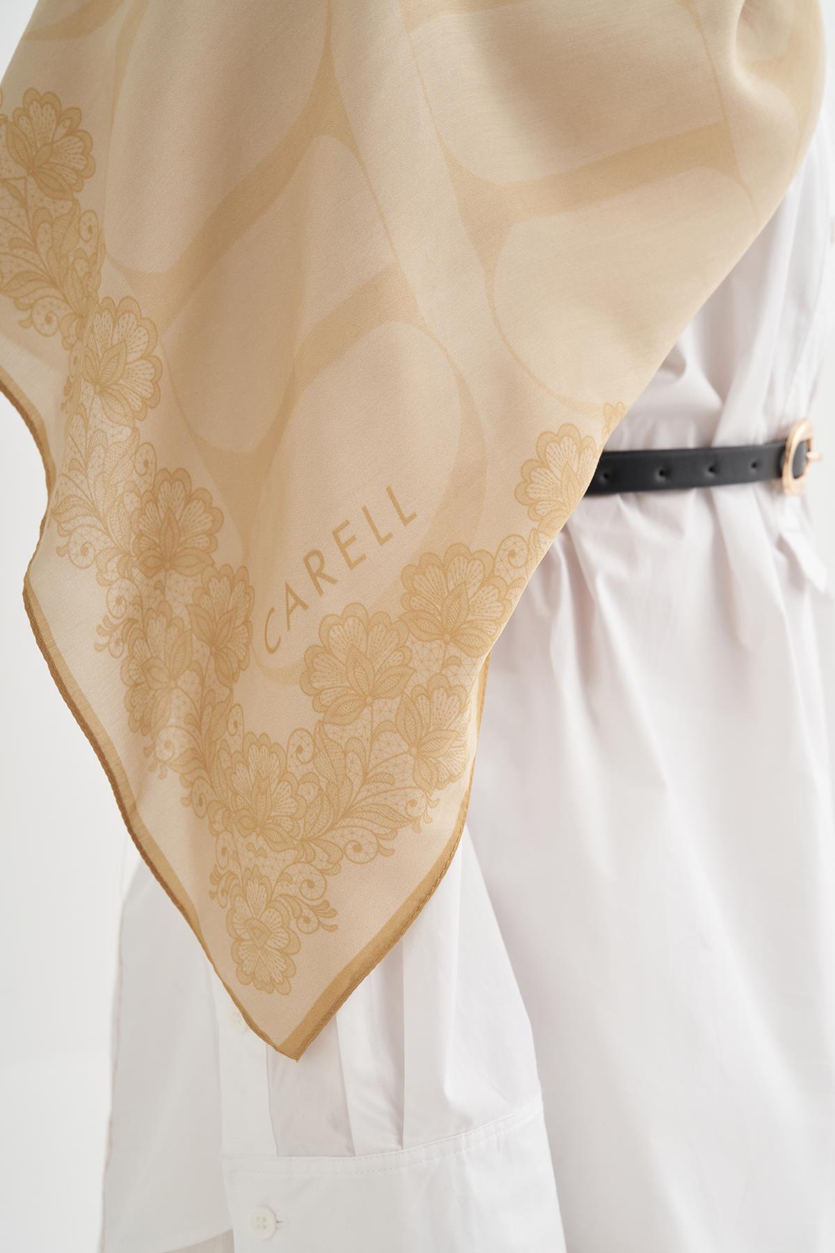 Floral Monogram Floş Şal Soft Sarı