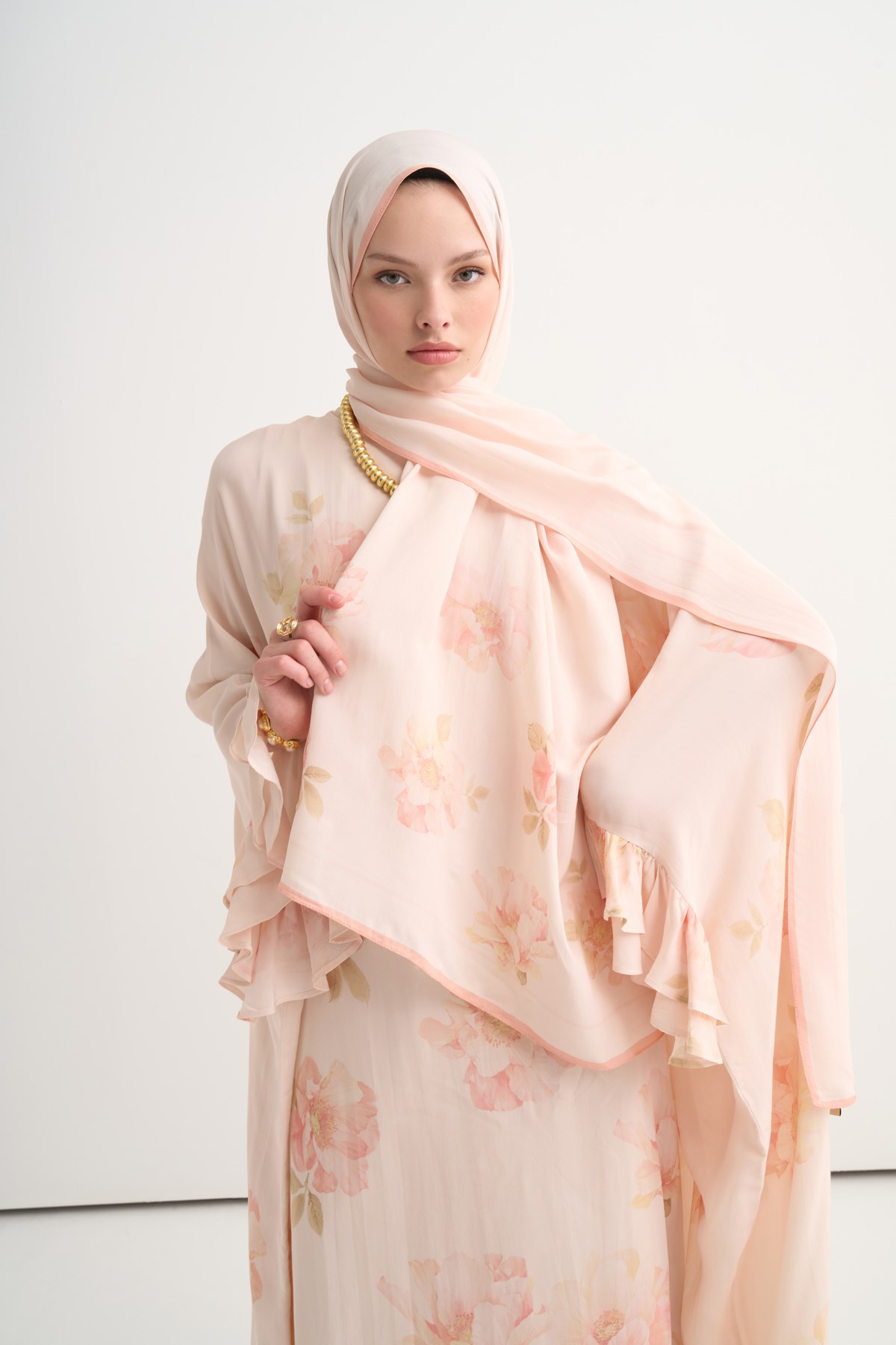 Fleur Floş Şal Pudra