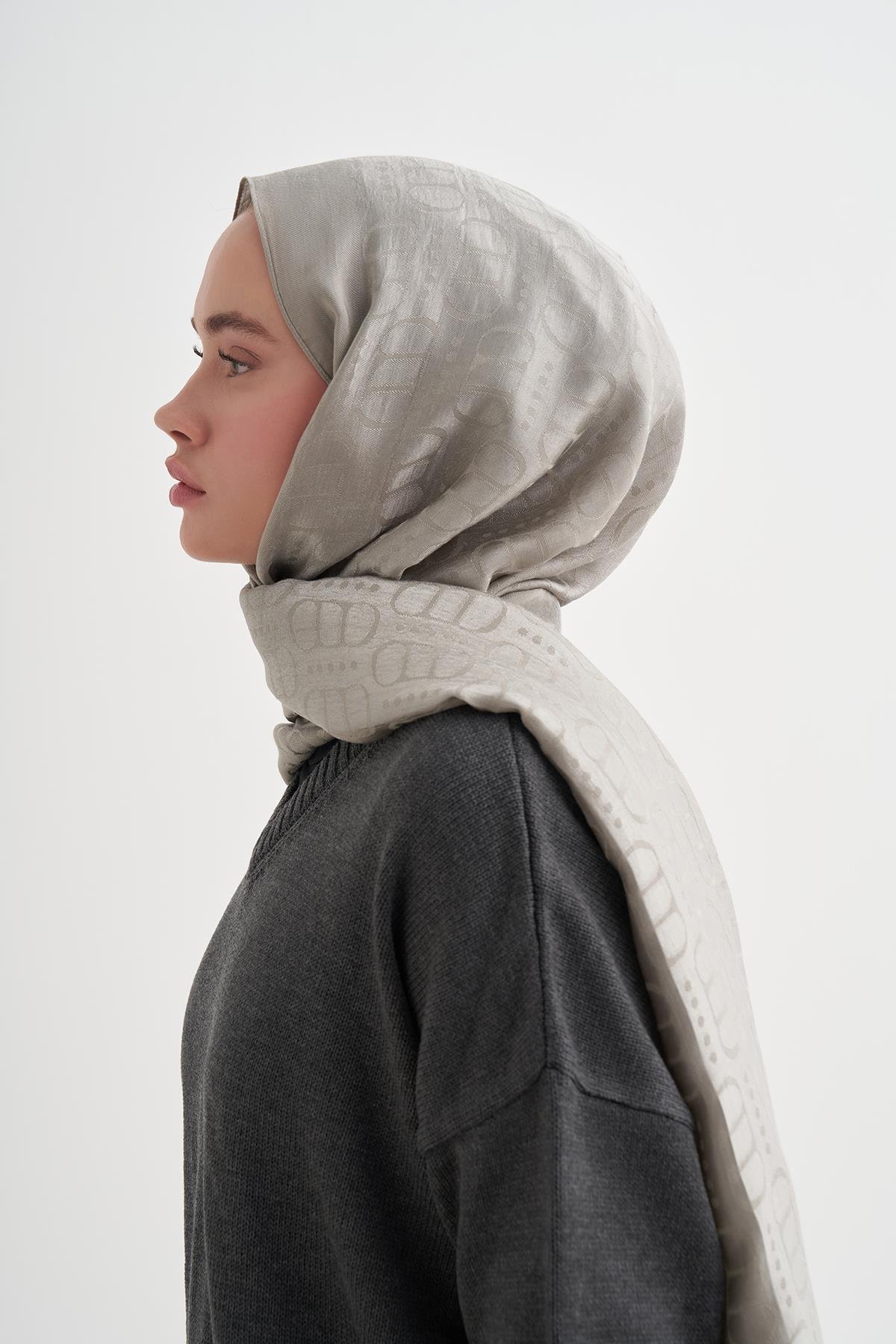 Luxe Desen Liora Pamuk Şal Gri