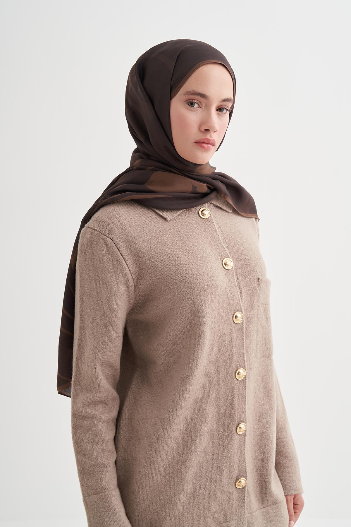 Vera Monogram Floş Şal Mocha