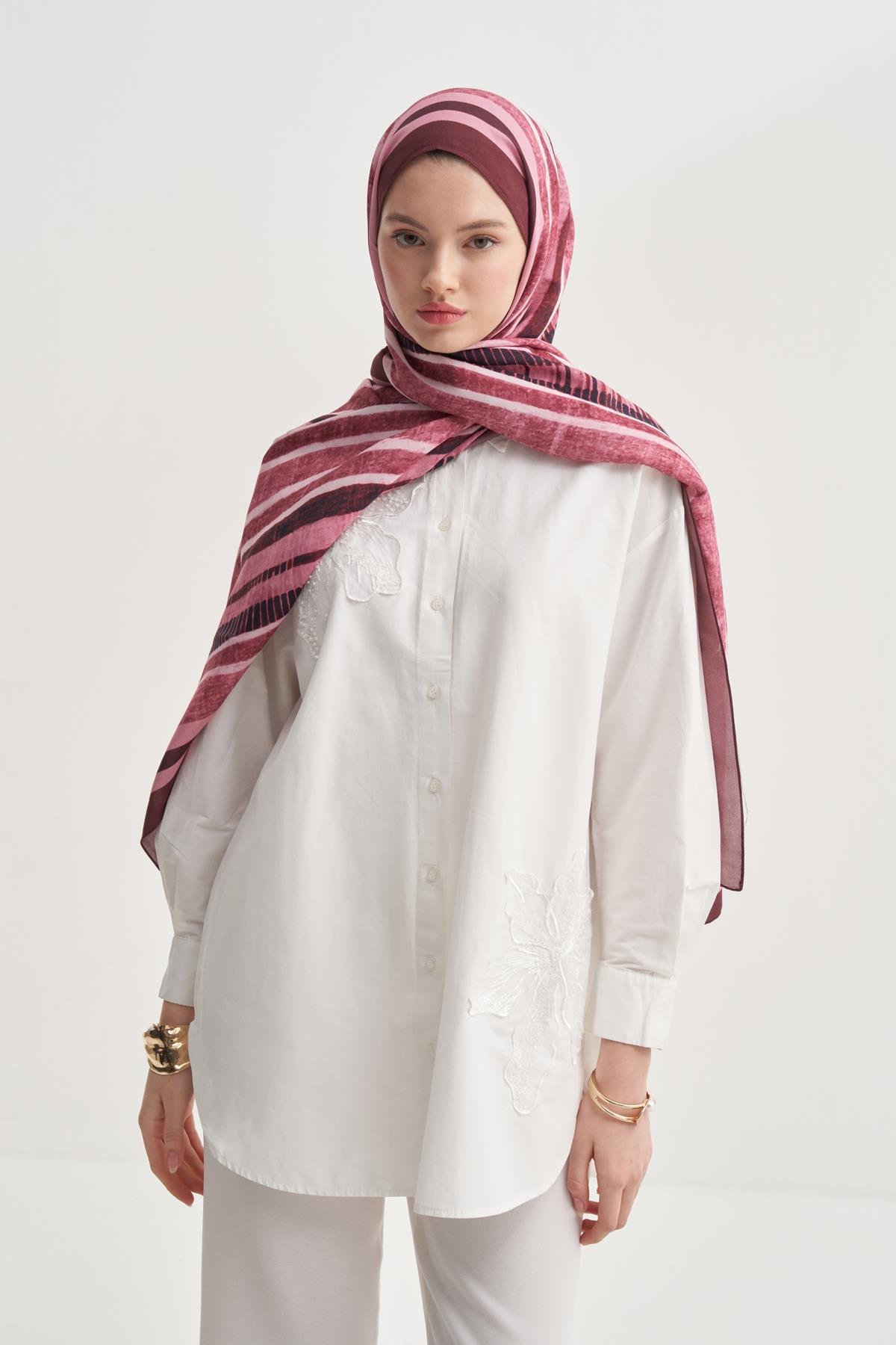 Arden Vela Floş Şal Mürdüm