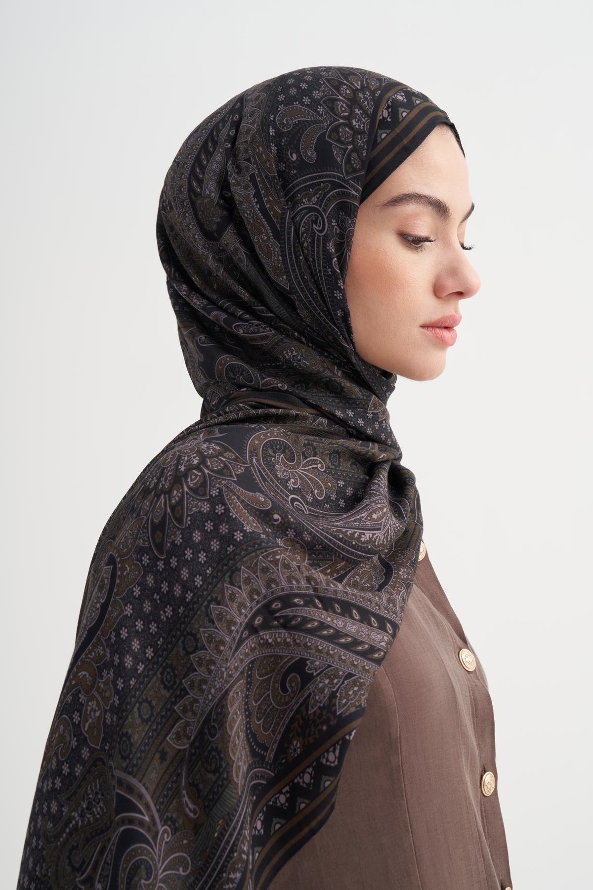 Etnik İncira Viskon Şal Dark