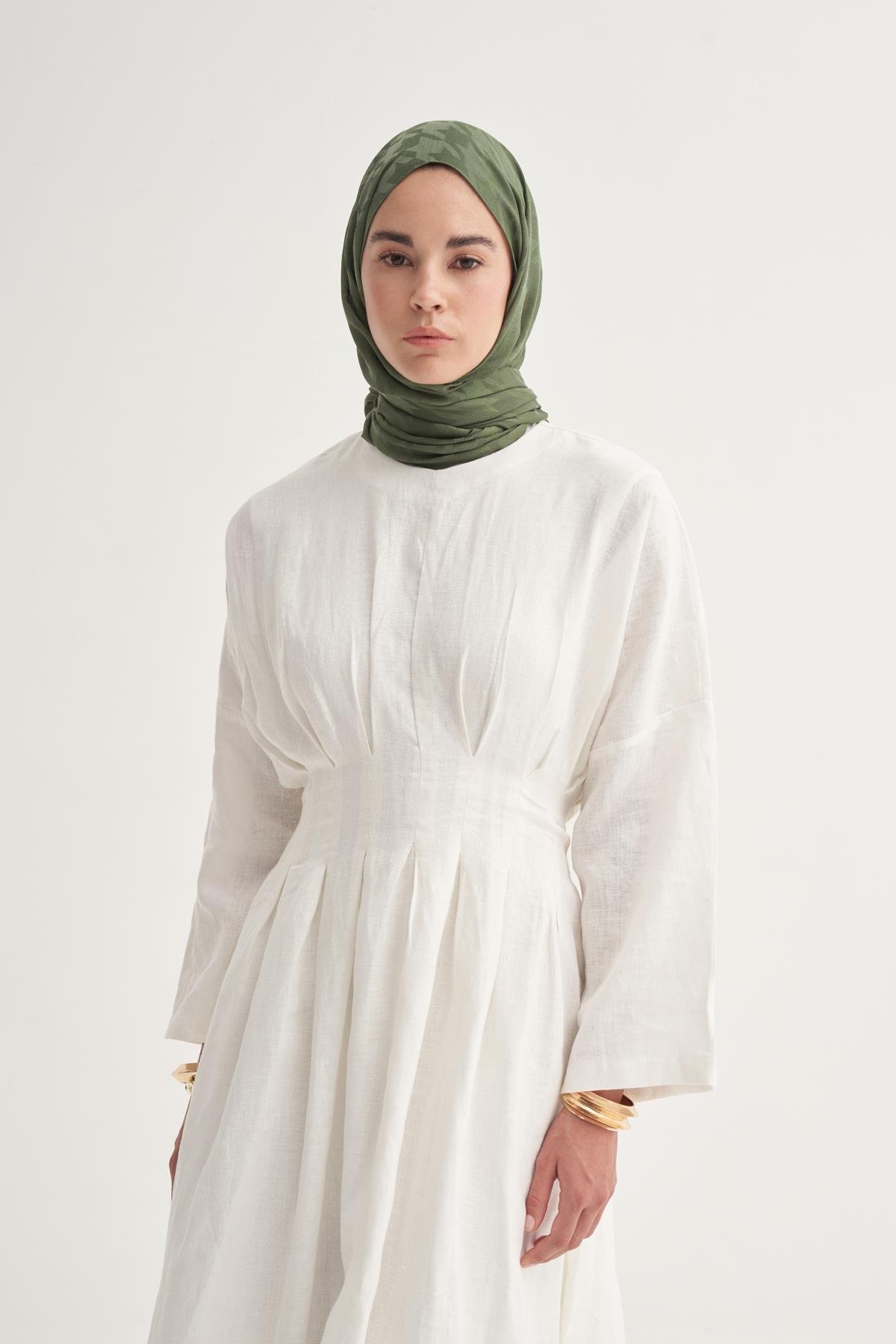 Kazayağı Jakar İtalyan İpekli Şal Orman Yeşili