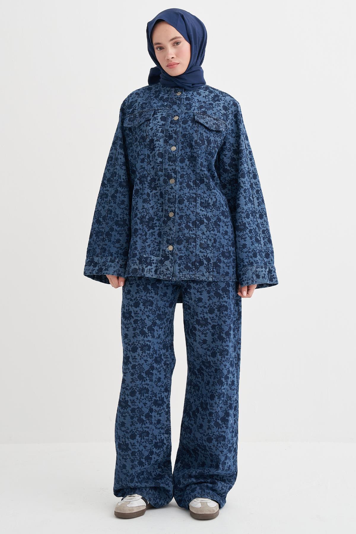 Floral Monogram Desen Jean Pantolon