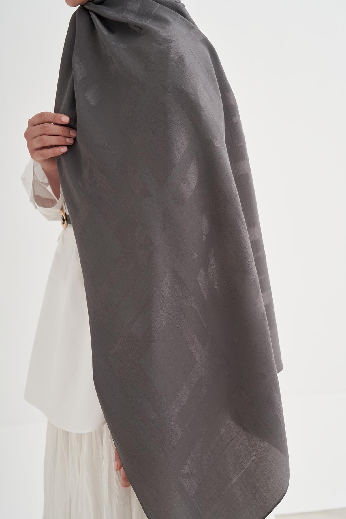 Geometrik Desen Liora Pamuk Şal Antrasit