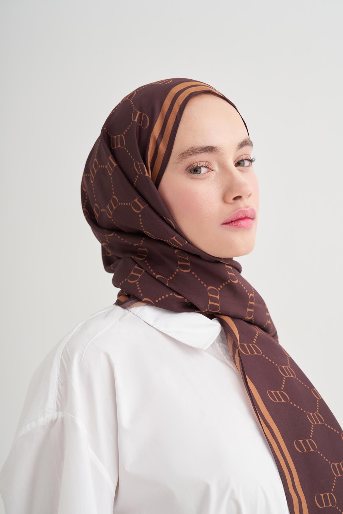 Grace Monogram Floş Şal Dark