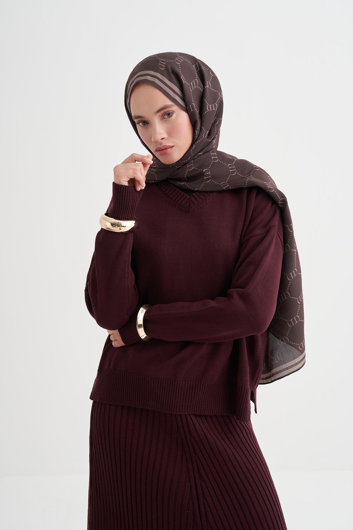 Grace Monogram Floş Şal Acı Kahve