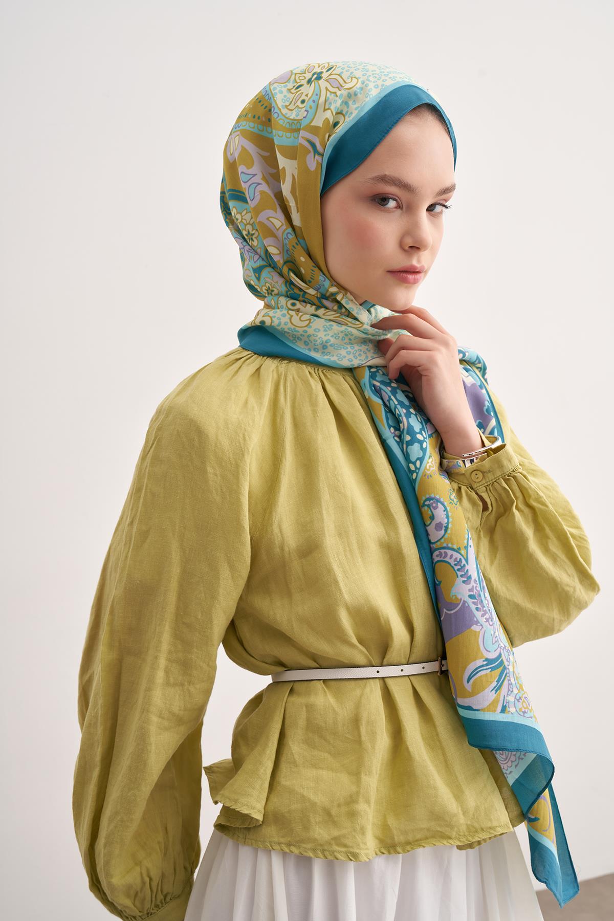 Lune Soft Mavi Vela Floş Şal