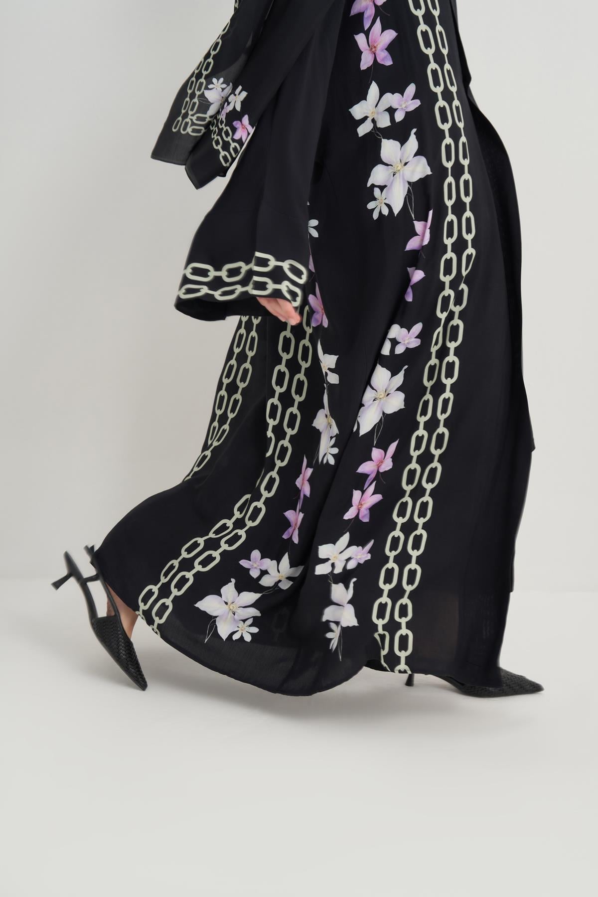 Nora Premium Floş Abaya Siyah