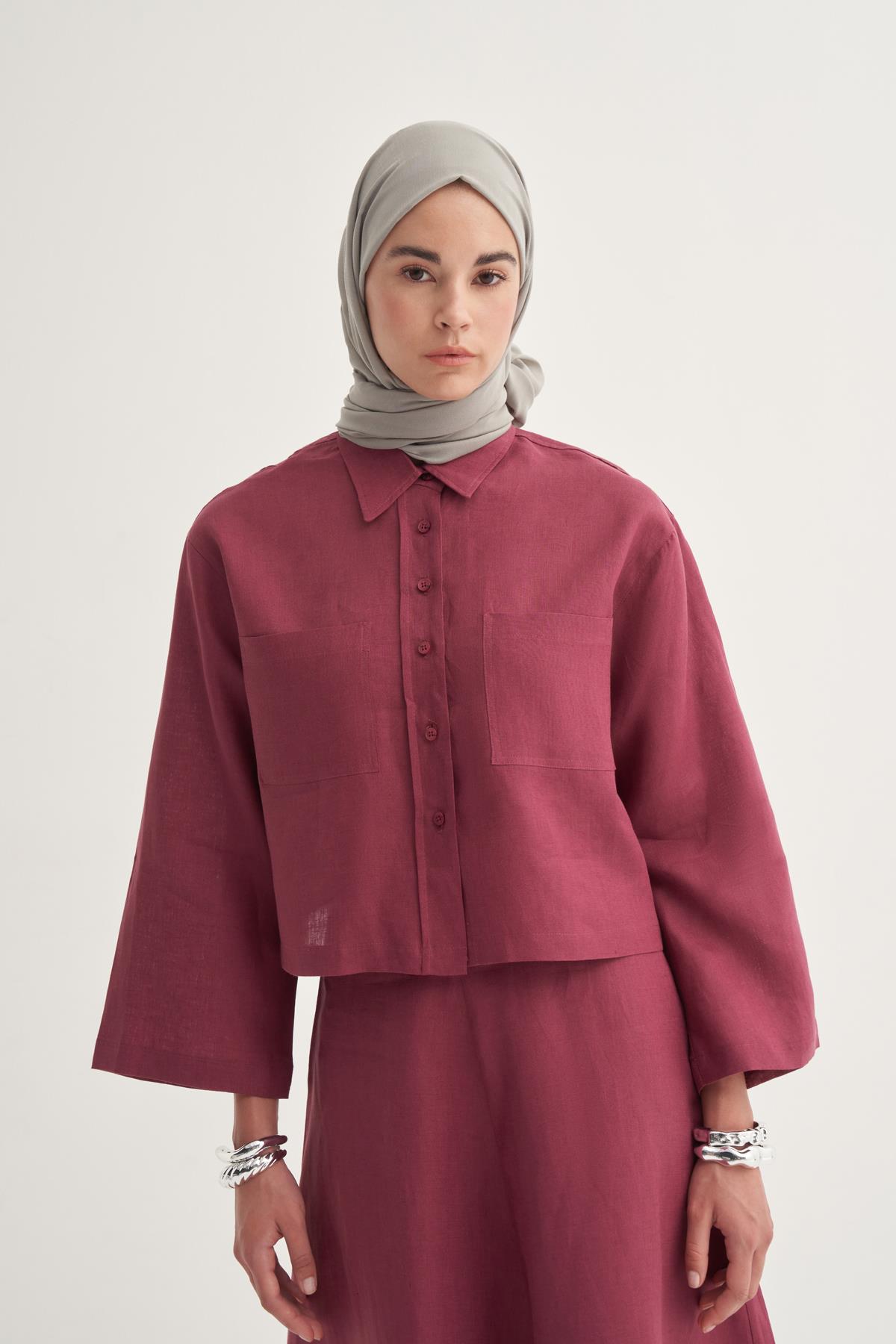 Organik  Kırışık  Şal Açık Gri