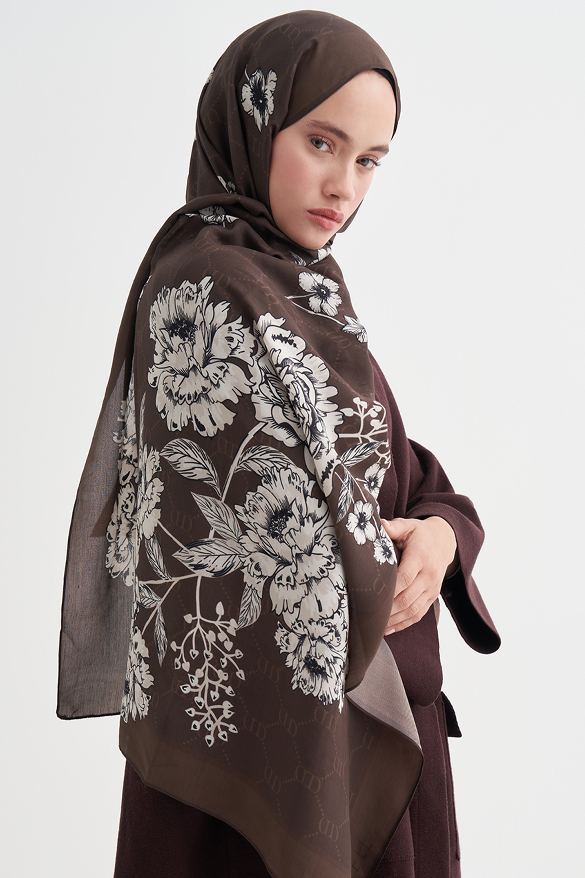 Floriva Monogram Floş Şal Mocha