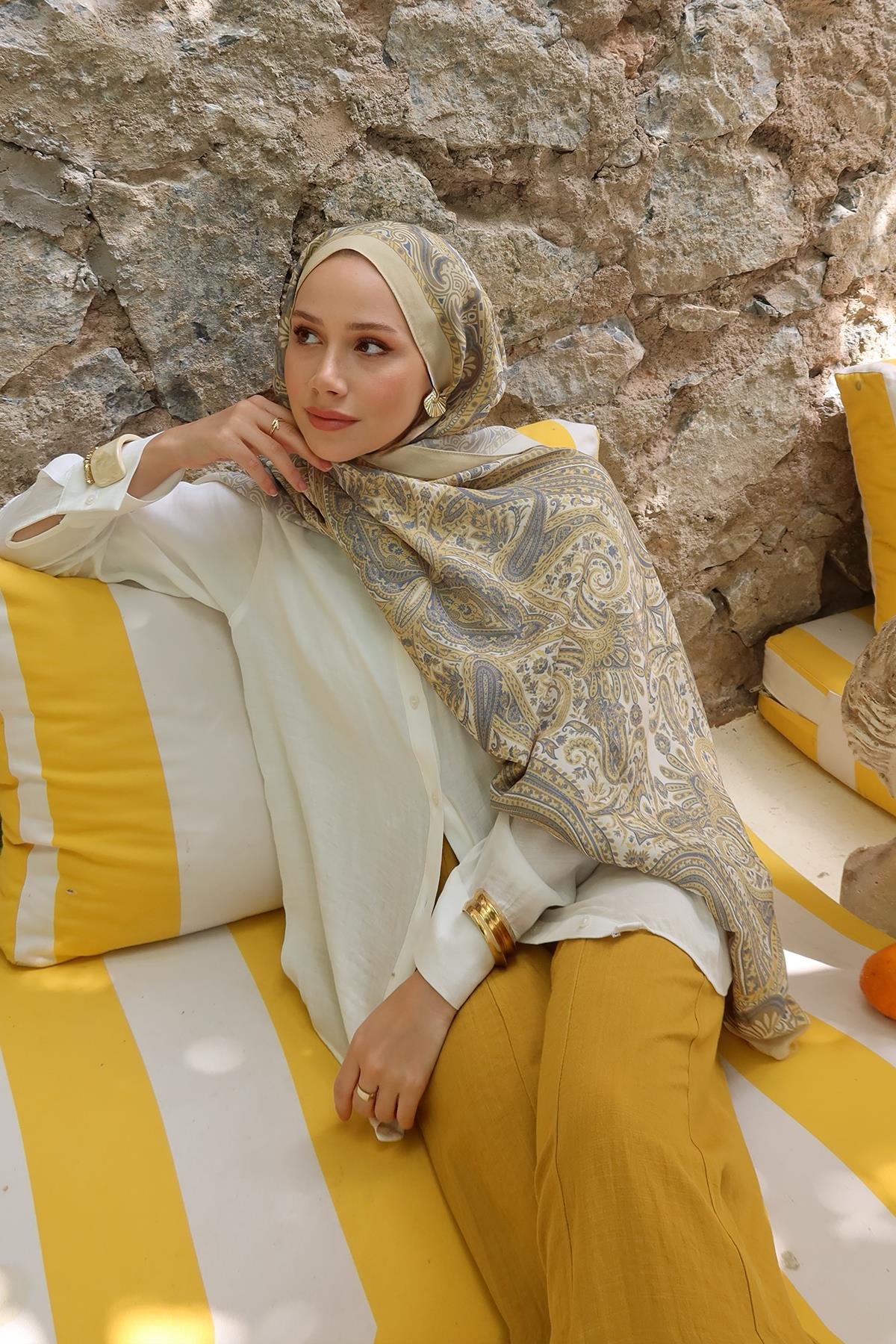 Feyza Hakyemezin Tercihi Ravena Limon Nilla Pamuklu Şal