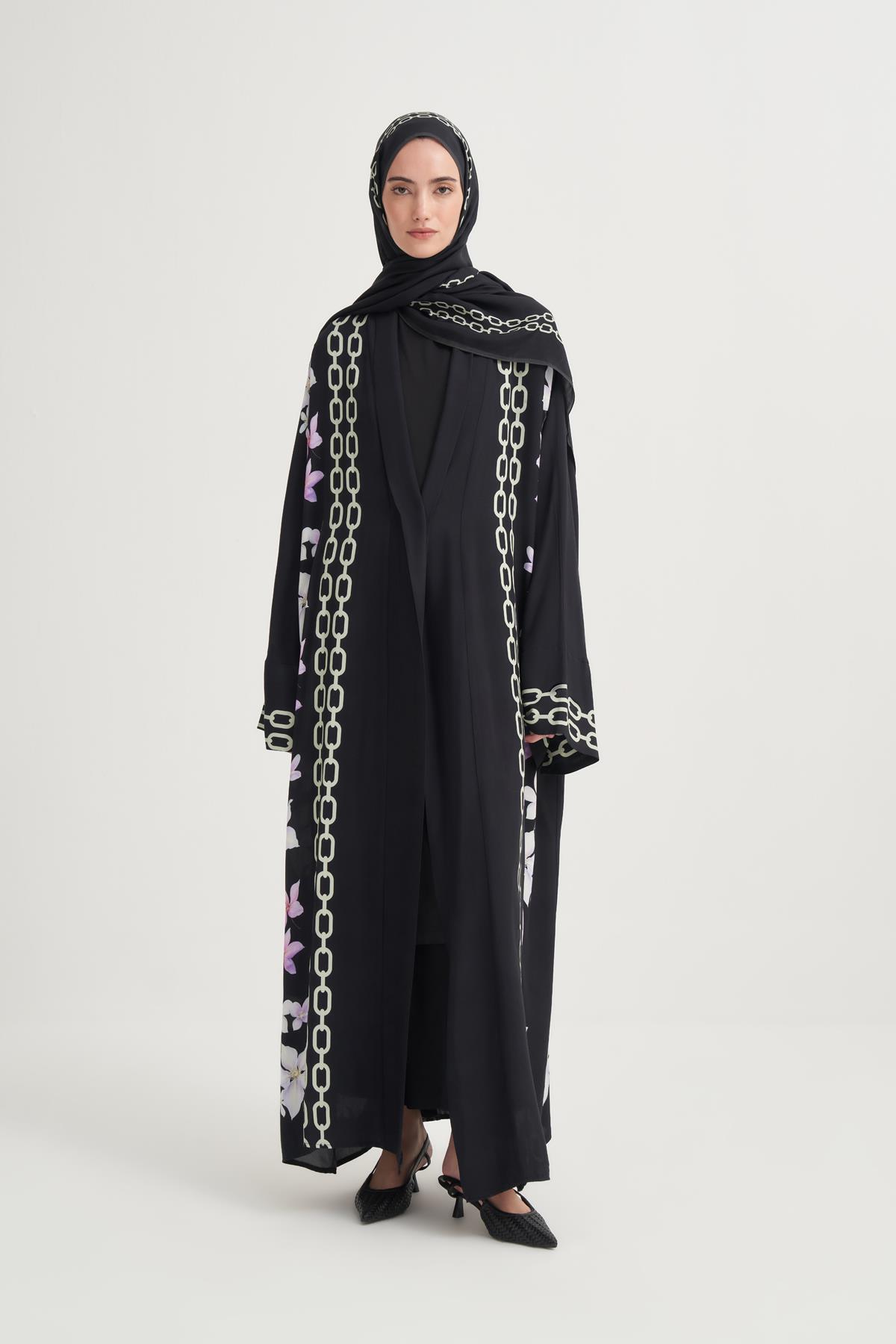 Nora Premium Floş Abaya Siyah