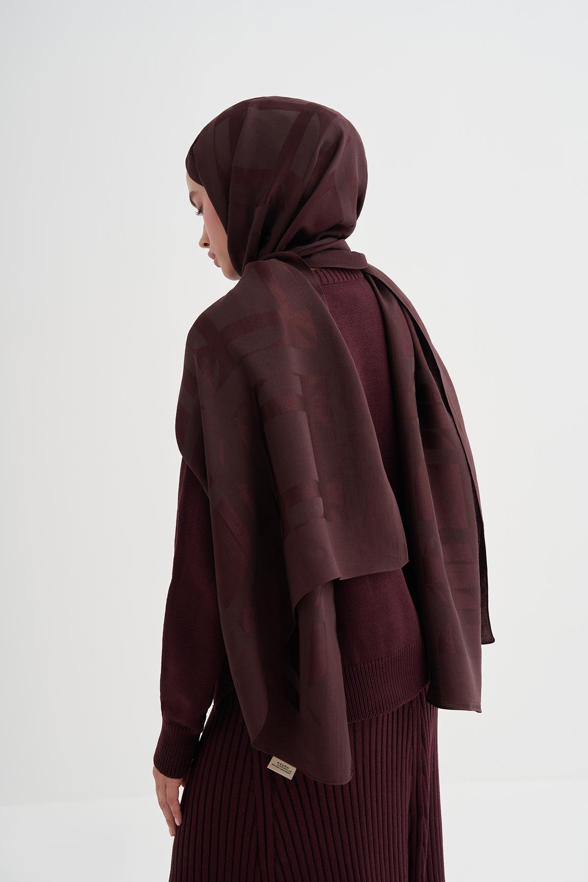 Geometrik Desen Liora Pamuk Şal Mürdüm