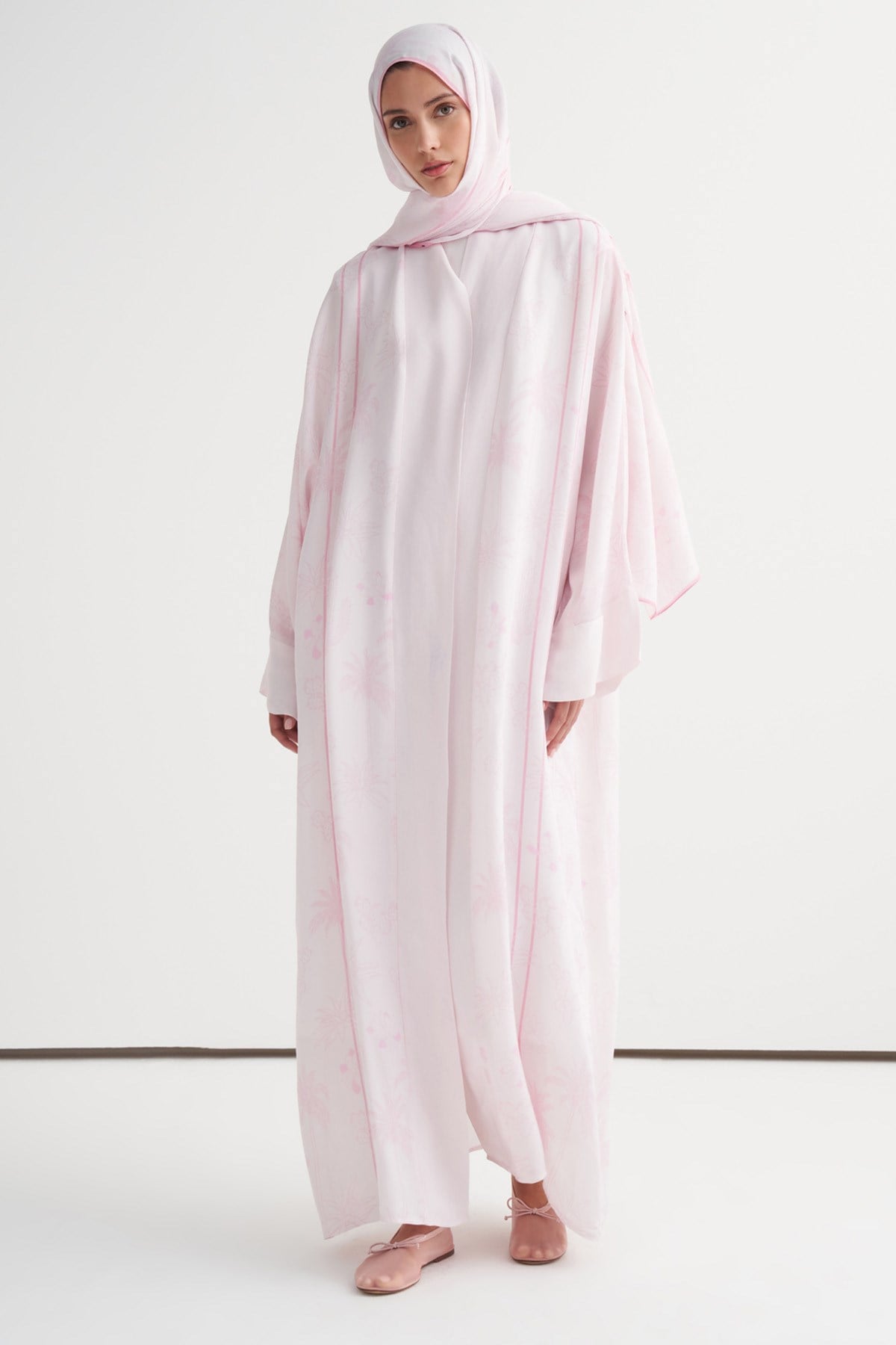 Mania Floş Abaya Soft Pembe
