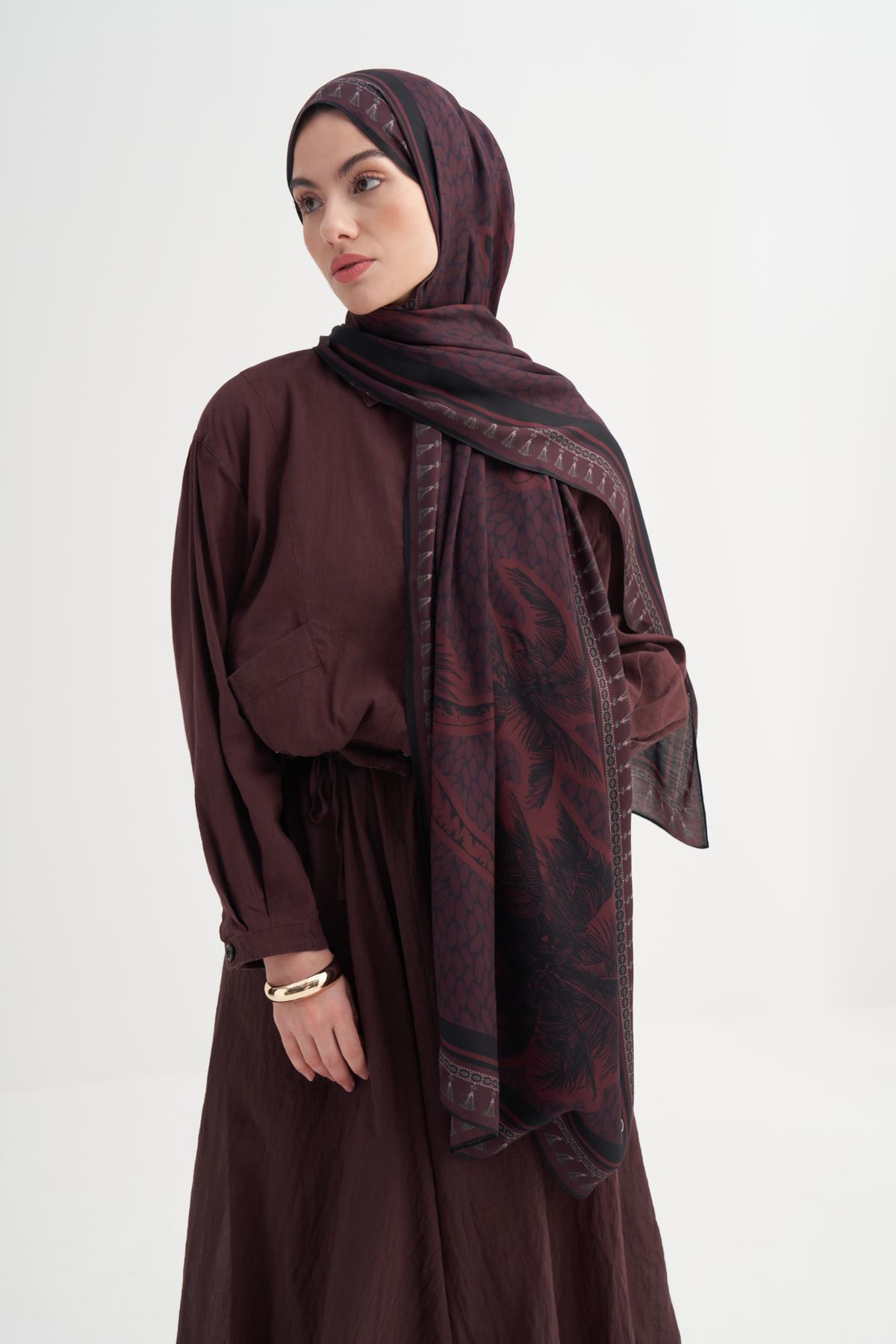 Sera İncira Viskon Şal Bordo