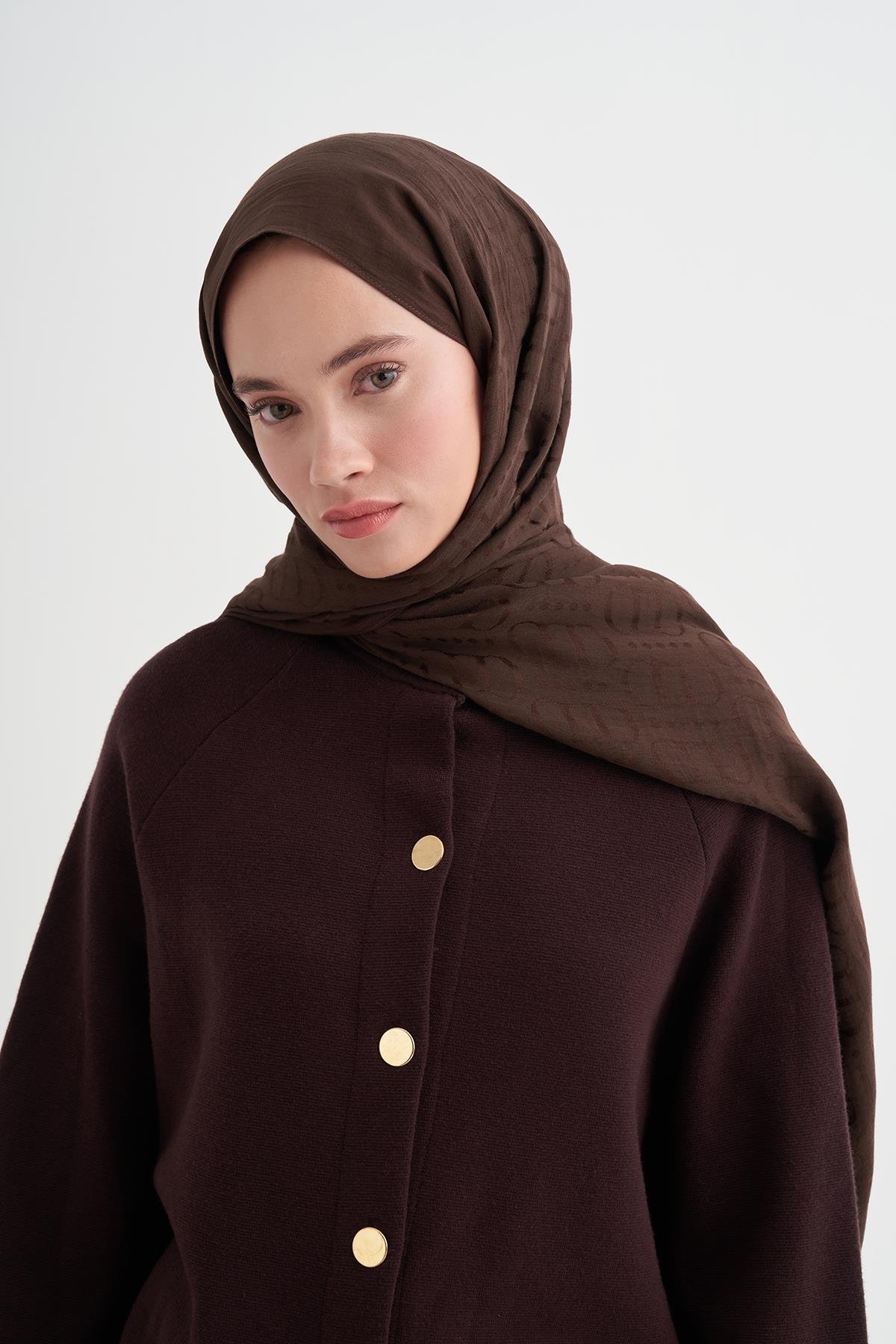 Luxe Desen Liora Pamuk Şal Acı Kahve