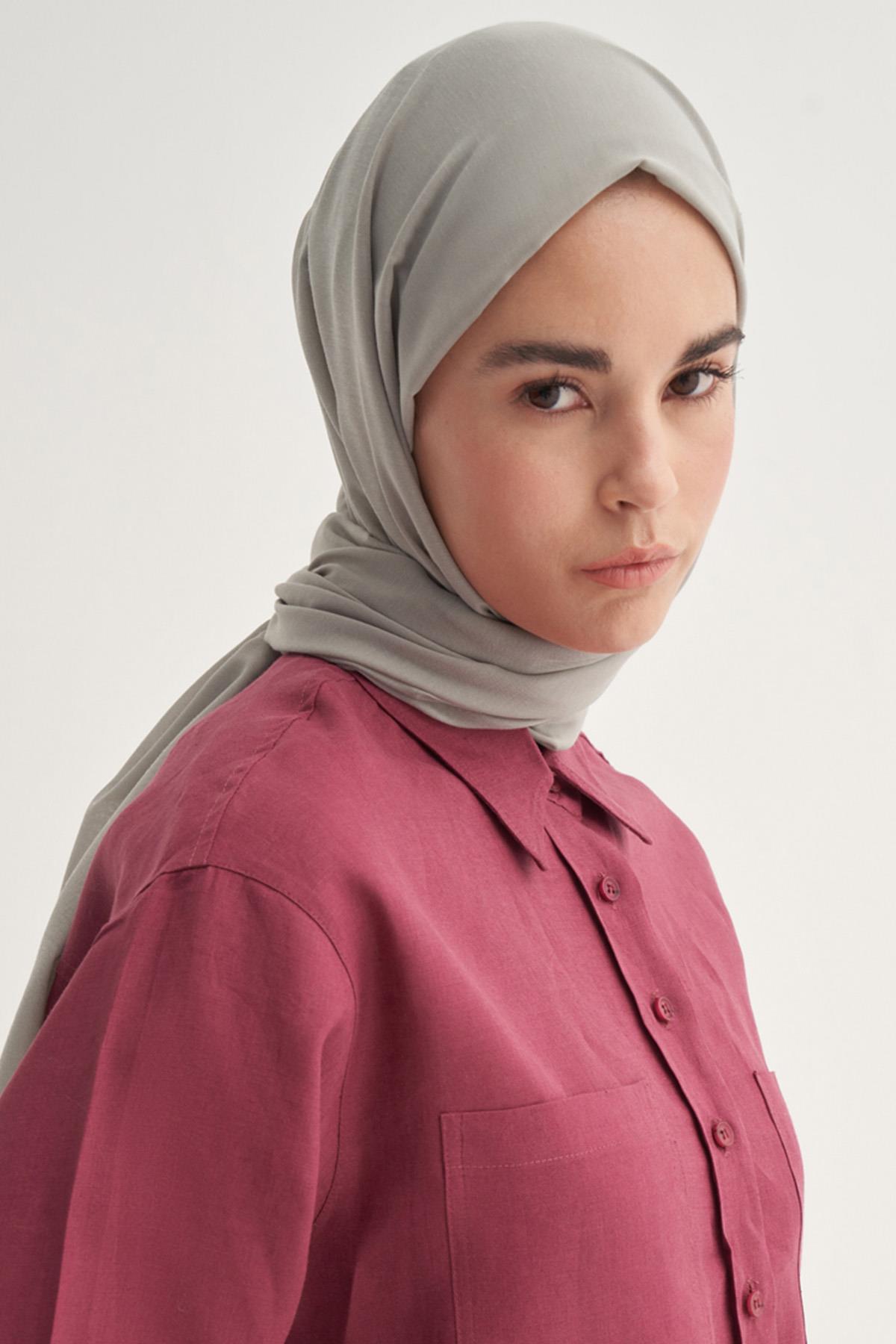 Organik  Kırışık  Şal Açık Gri