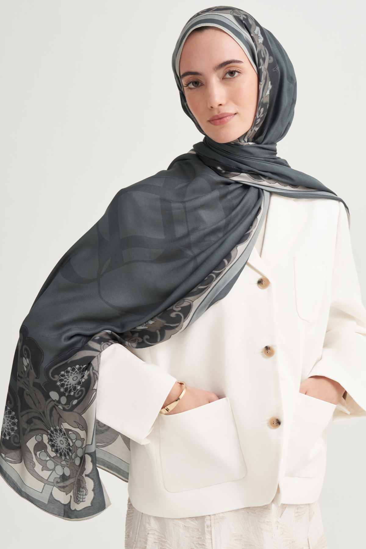 Olea İncira Viskon Şal Antrasit