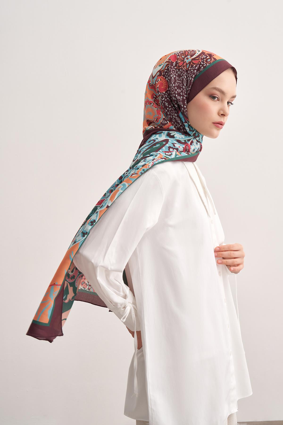 Lune Mürdüm Vela Floş Şal