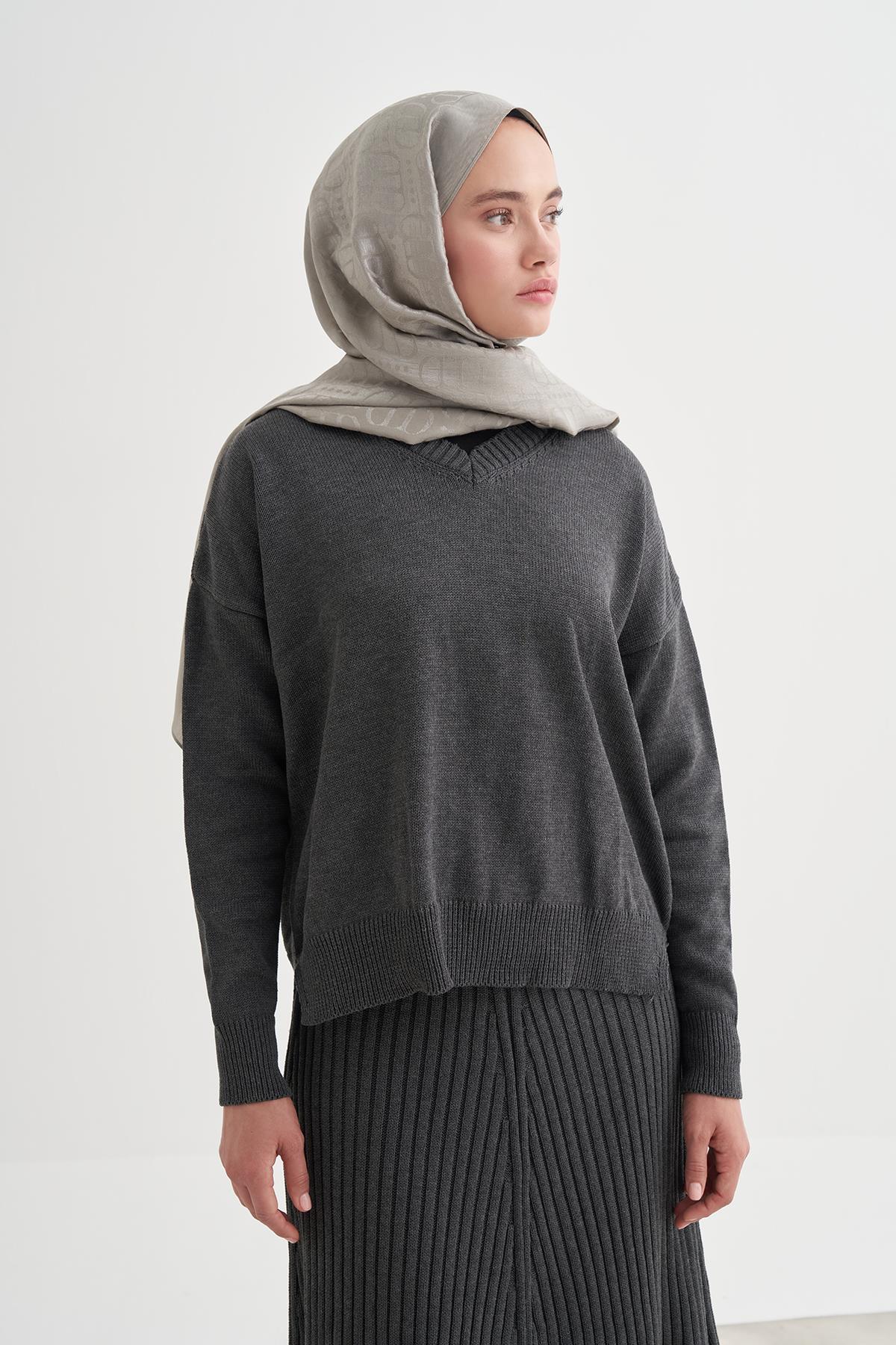 Luxe Desen Liora Pamuk Şal Gri