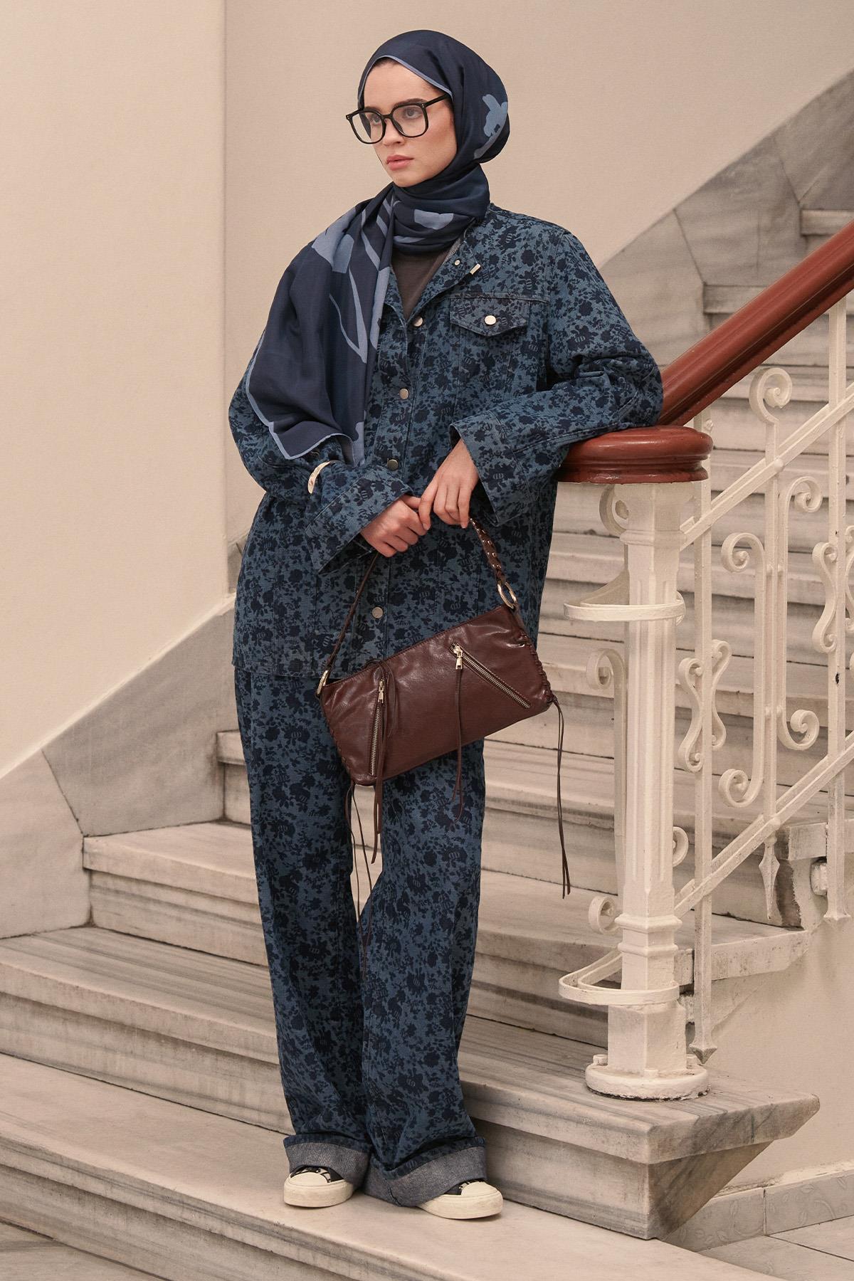 Floral Monogram Desen Jean Pantolon