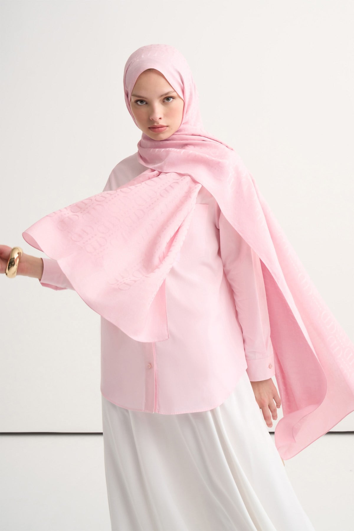 Luxe  Desen Liora Pamuk Şal Şeker Pembe
