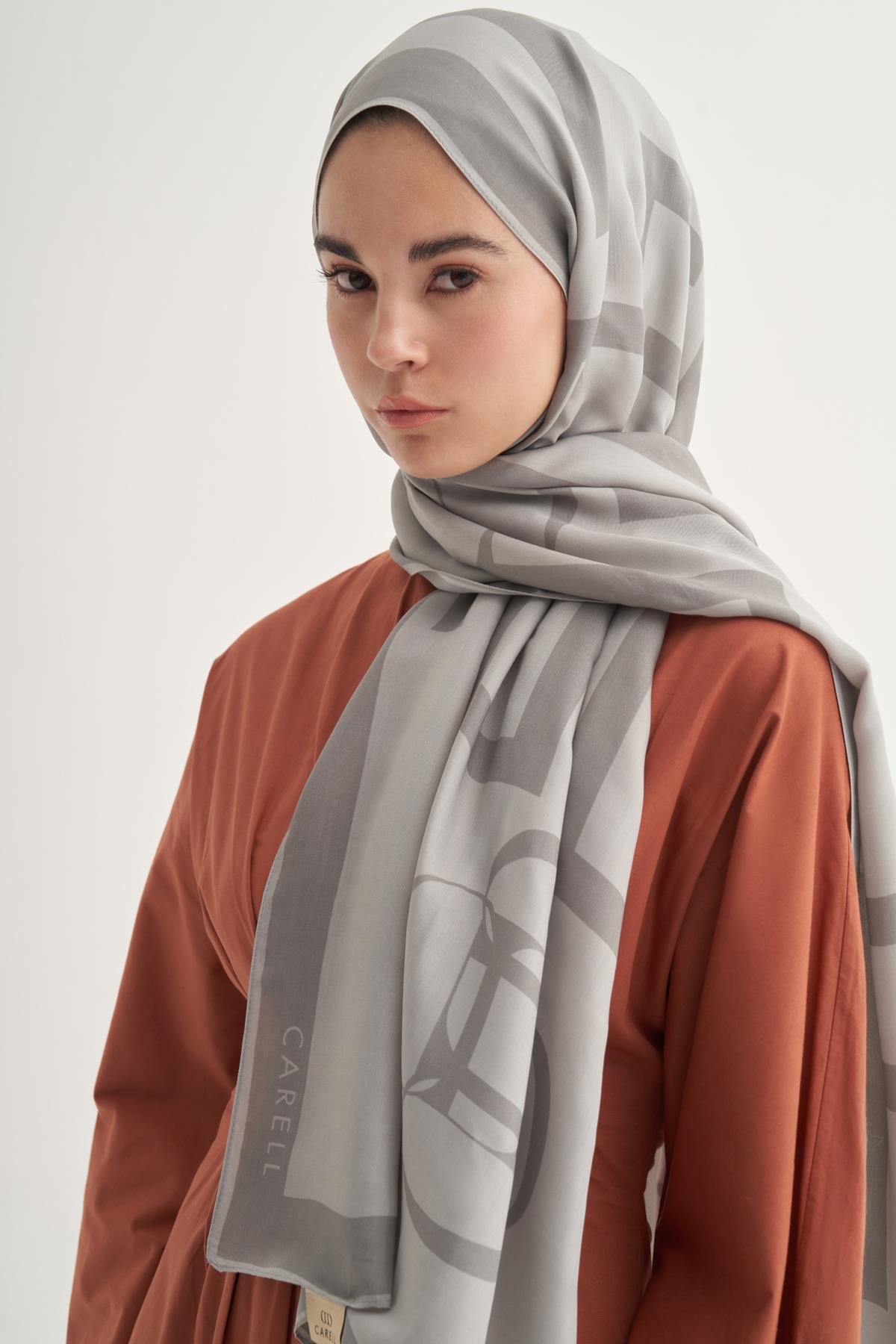 Glamour Monogram Floş Şal Gri