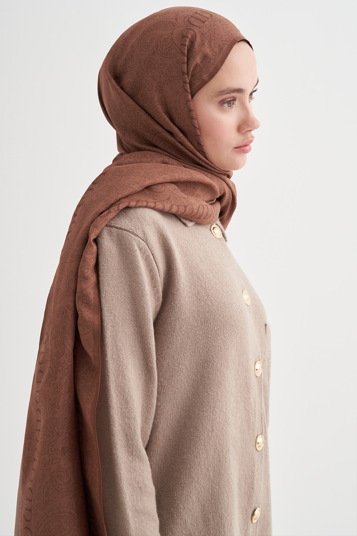 Elenora Monogram Floş Şal Taba