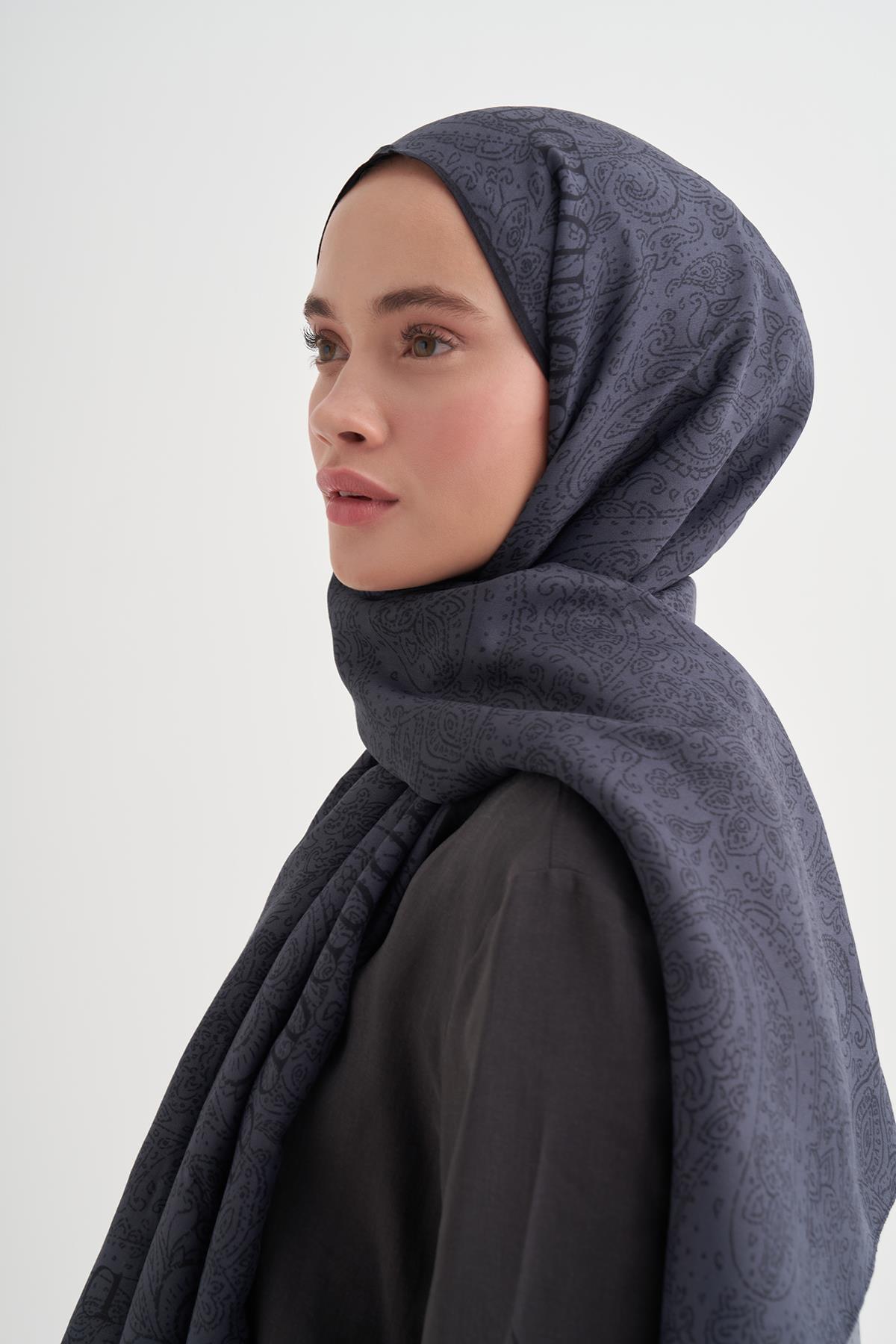 Elenora Monogram Floş Şal Füme