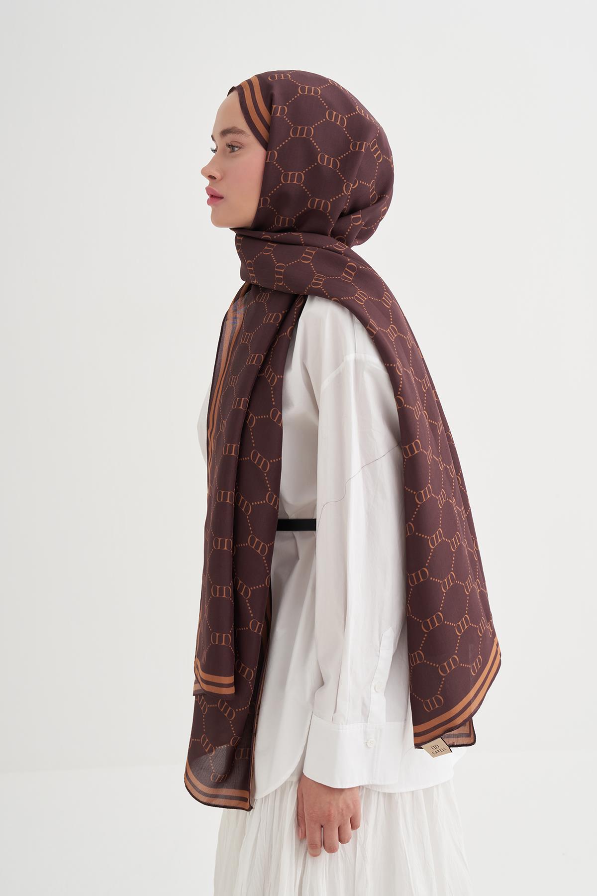 Grace Monogram Floş Şal Dark