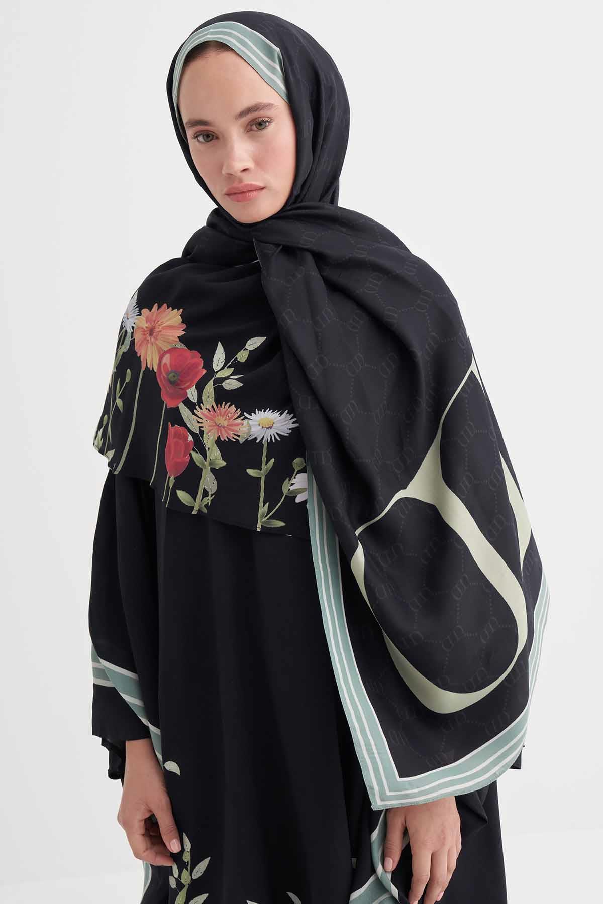 Mirya İncira Viskon Şal Siyah