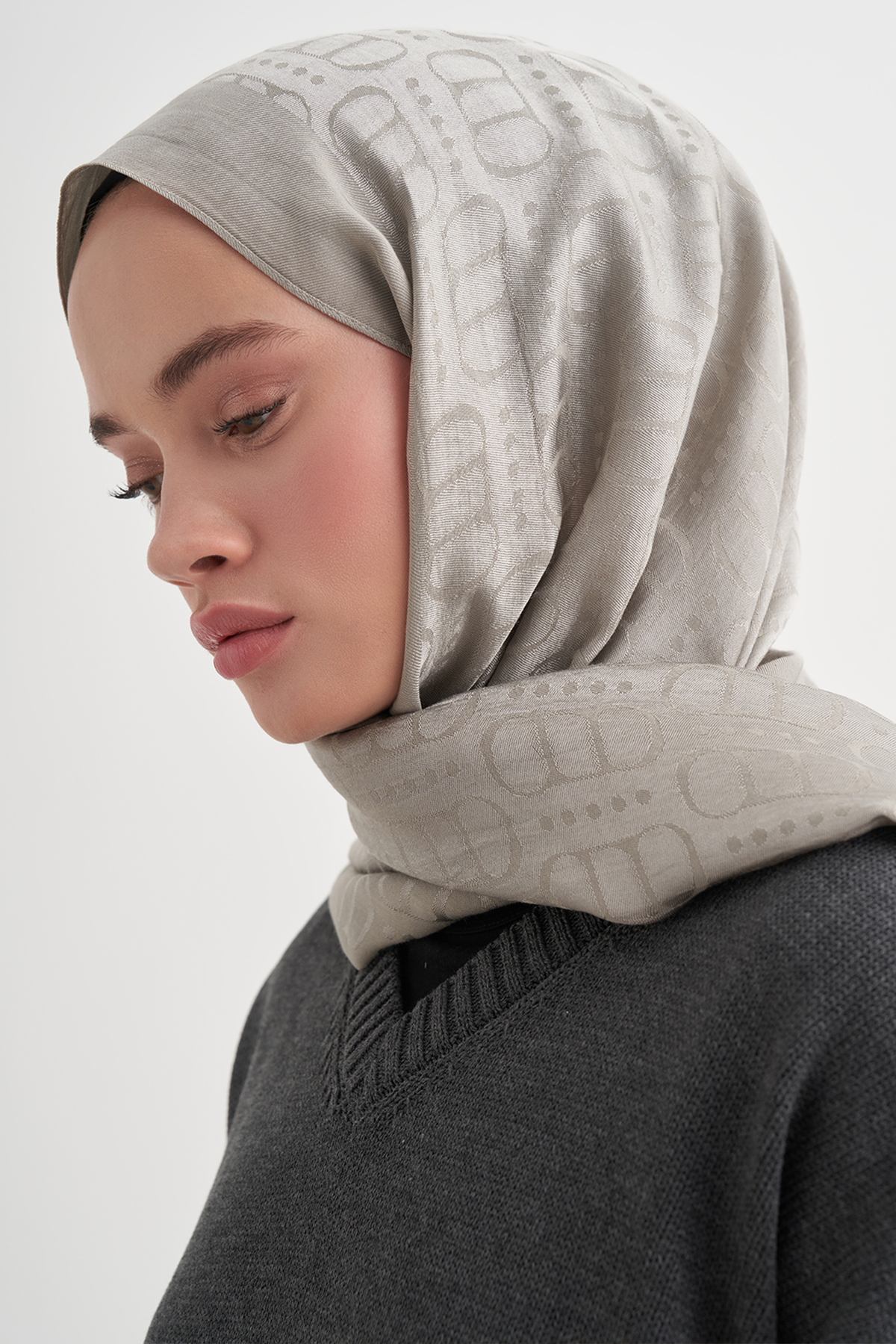 Luxe Desen Liora Pamuk Şal Gri