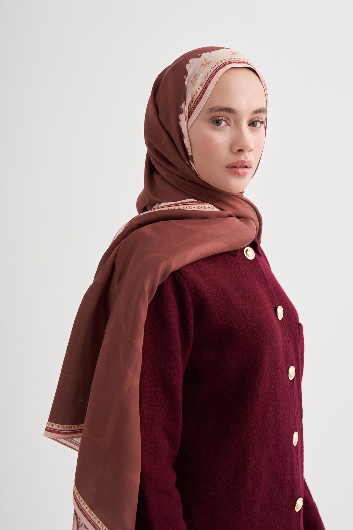 Maknesa Monogram Floş Şal Taba