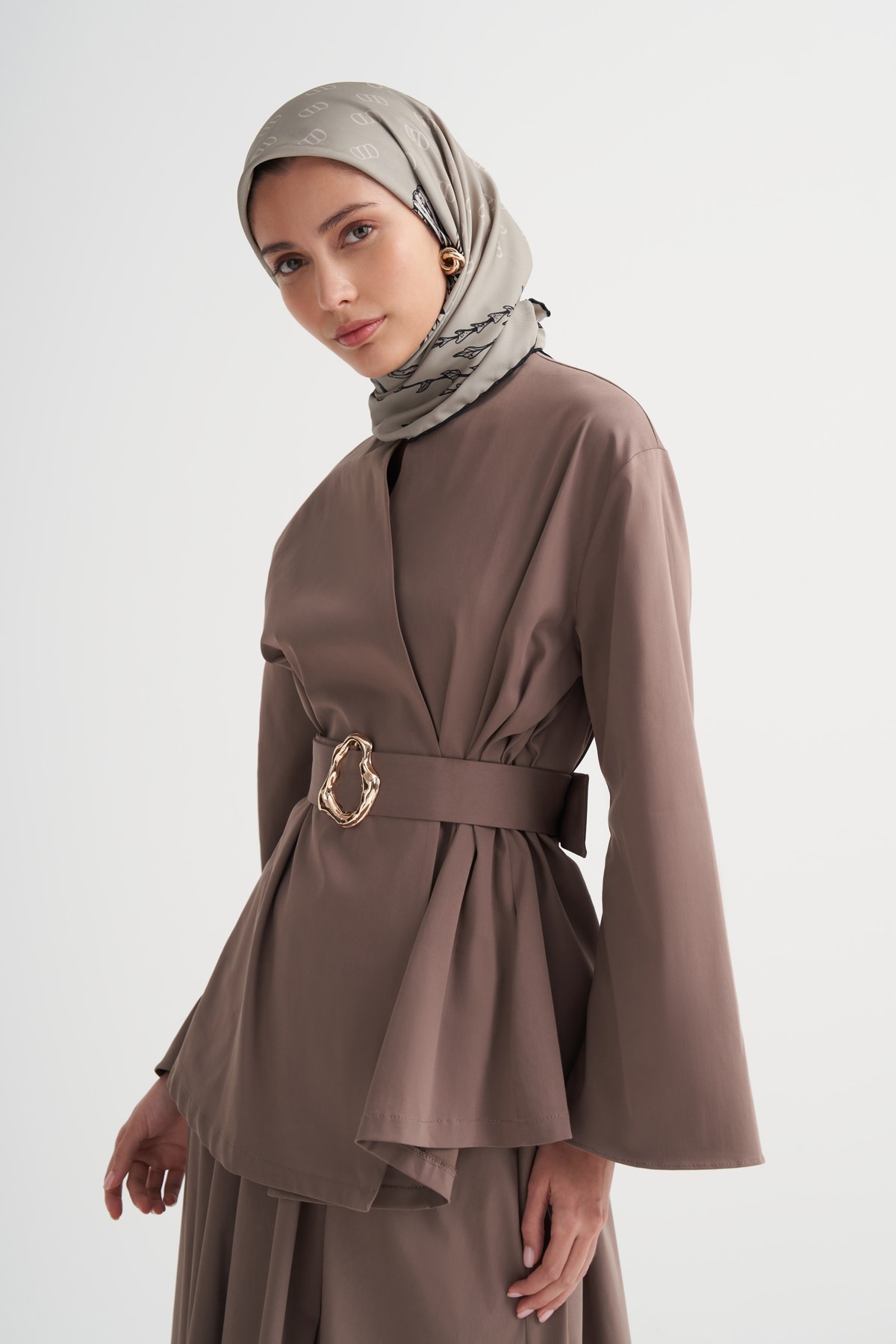 Marina Gri Twill Eşarp