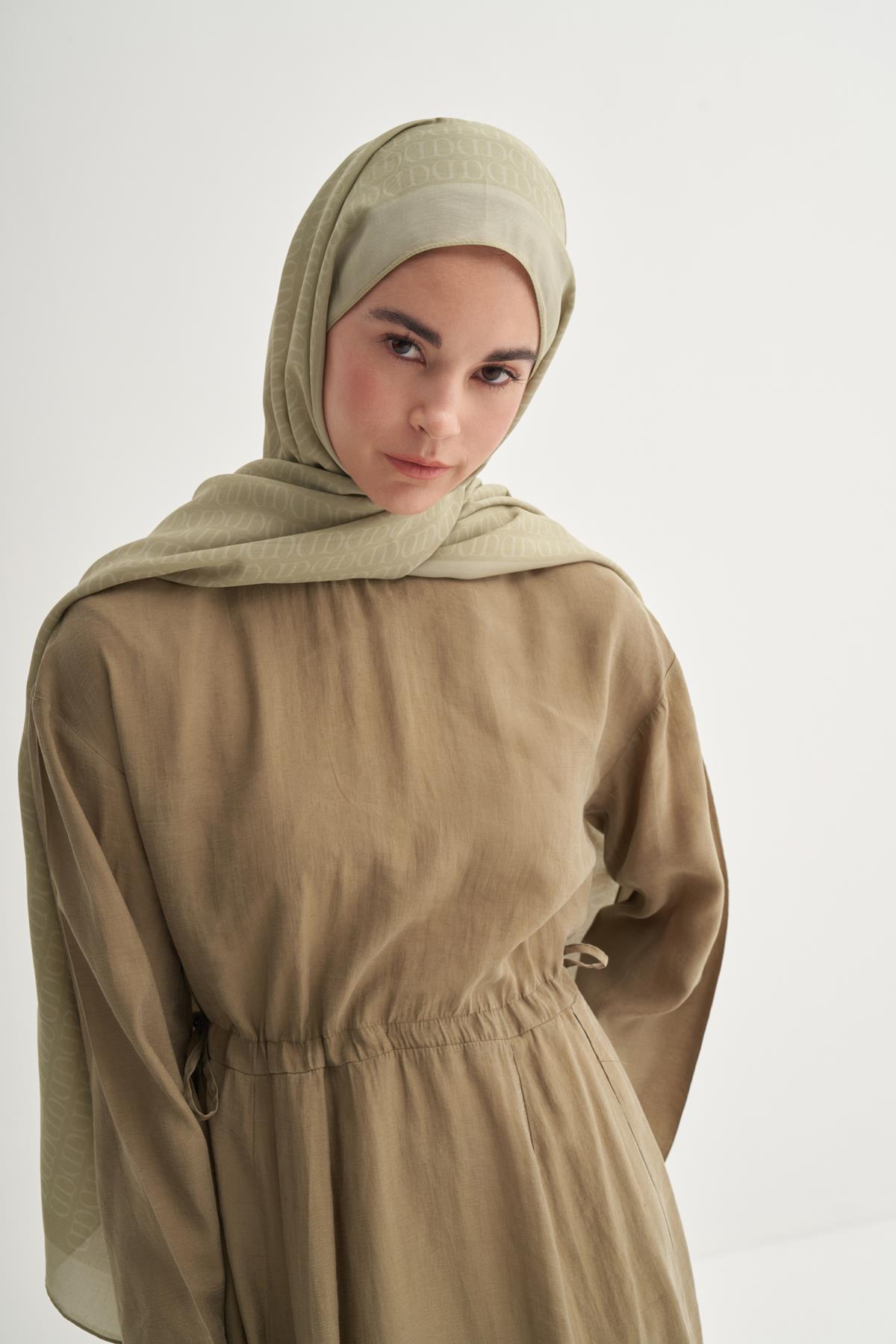 Vector Monogram Floş Şal Soft Yeşil