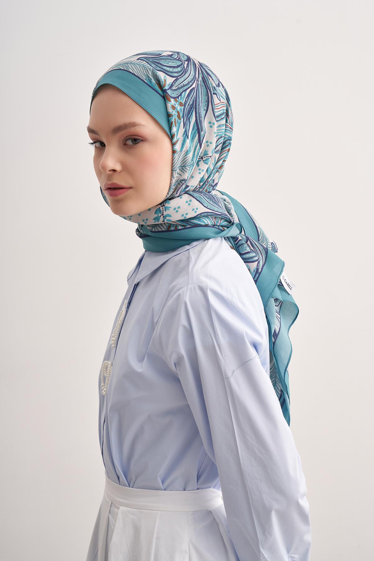 Lily Mavi Vela Floş Şal