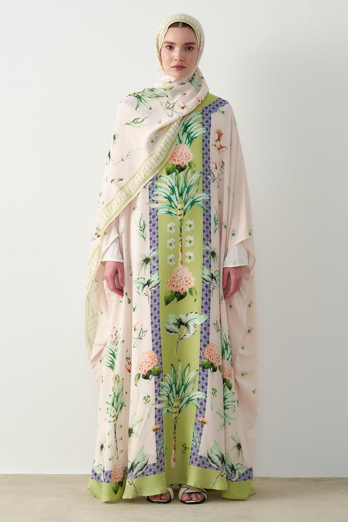 Lunara Floş Kaftan Pudra