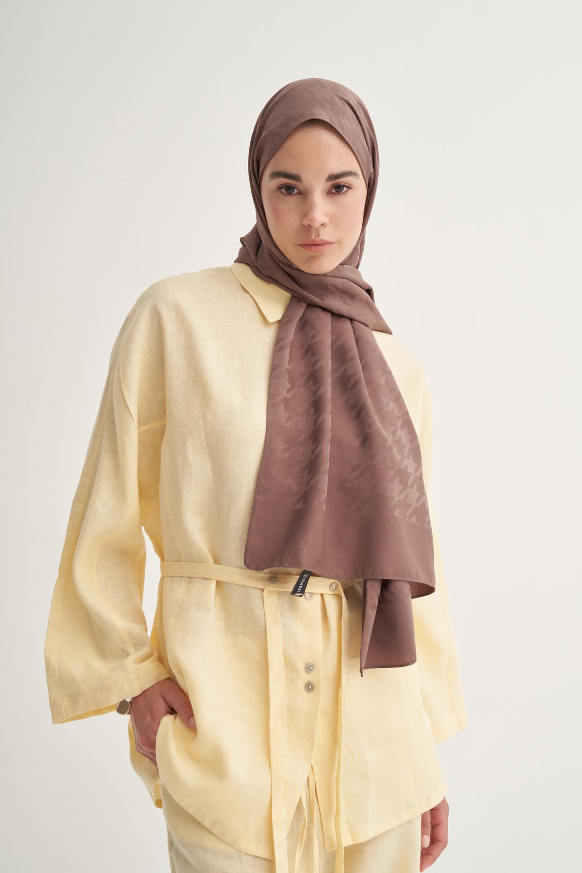 Kazayağı Jakar İtalyan İpekli Şal Soft Kahve