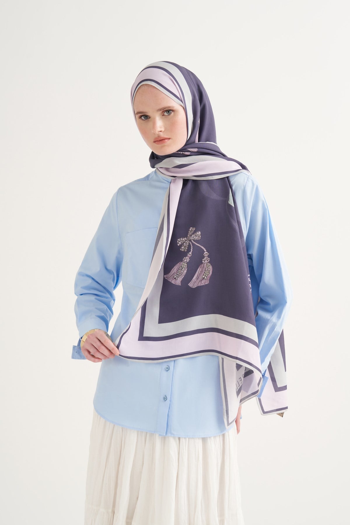 Tassel Floş Şal Morcivert