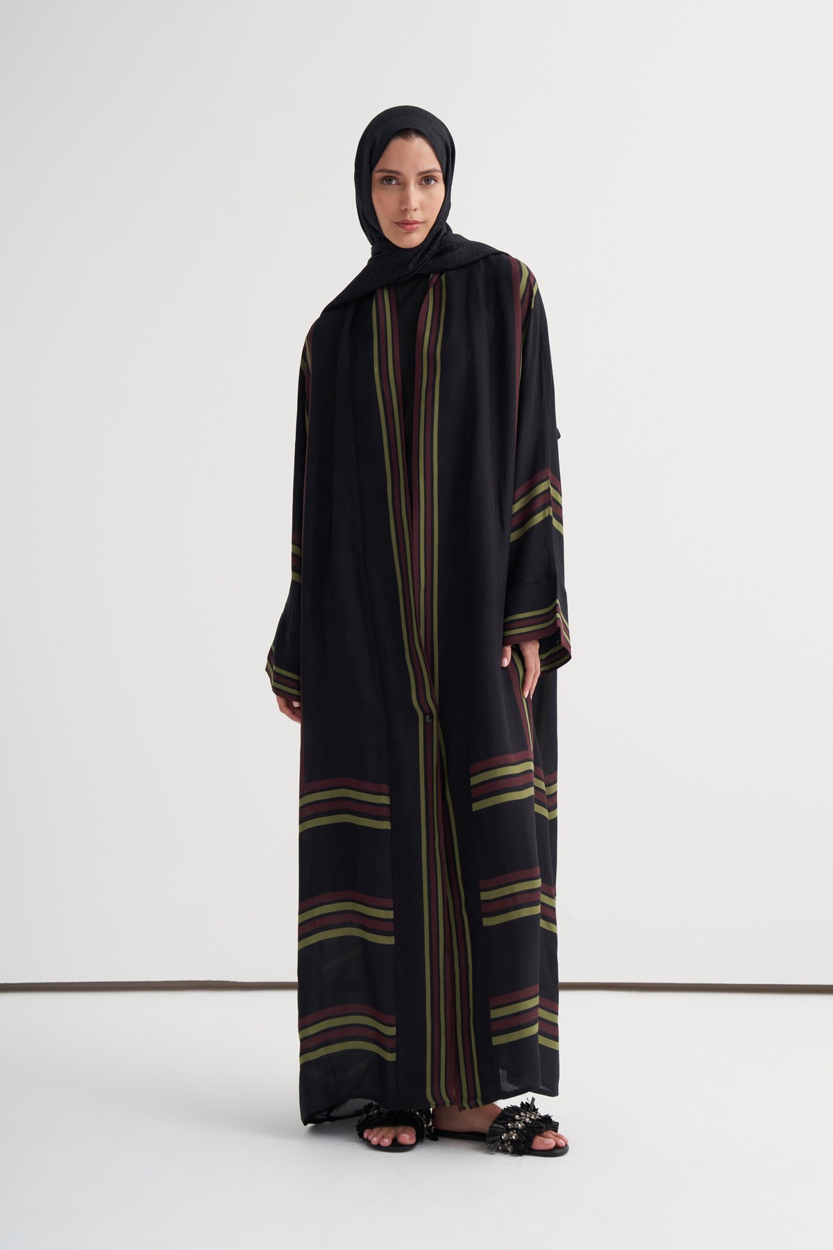Rania Floş Abaya Siyah