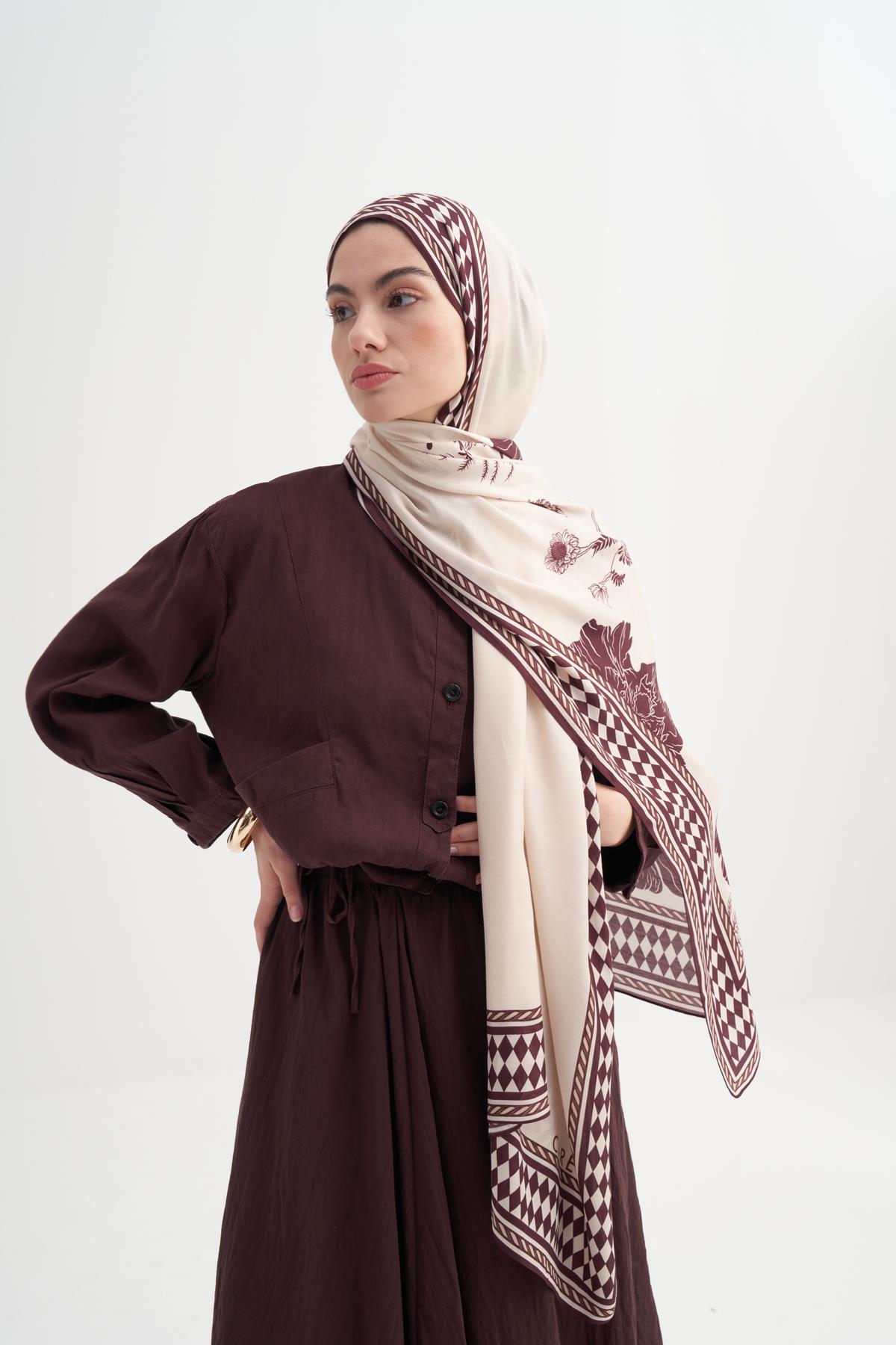 Fiora İncira Viskon Şal Krem