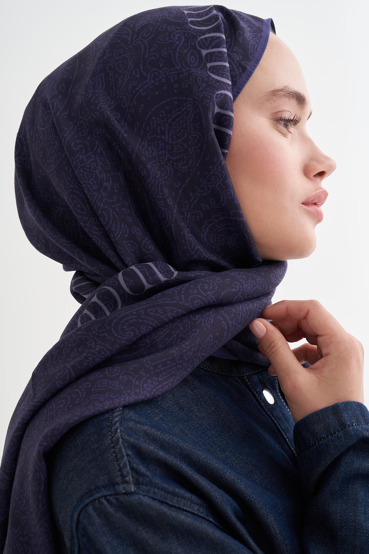 Elenora Monogram Floş Şal Morcivert