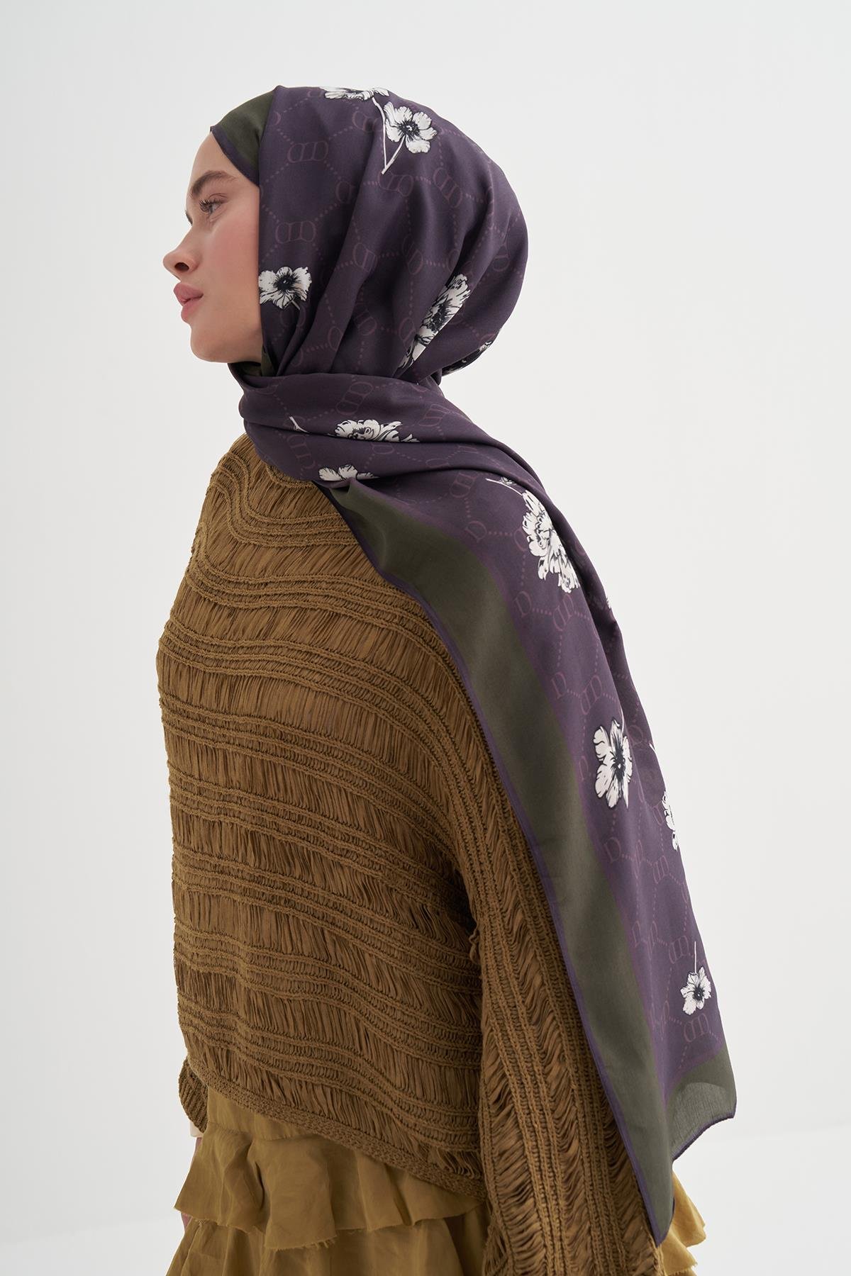 Floriva Monogram Floş Şal Mor