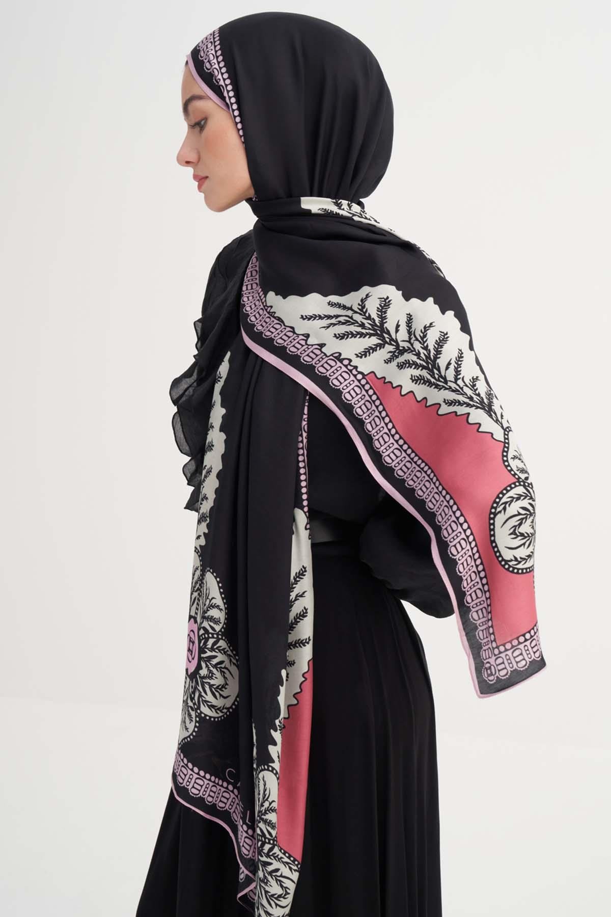 Liva İncira Viskon Şal Koyu Pembe