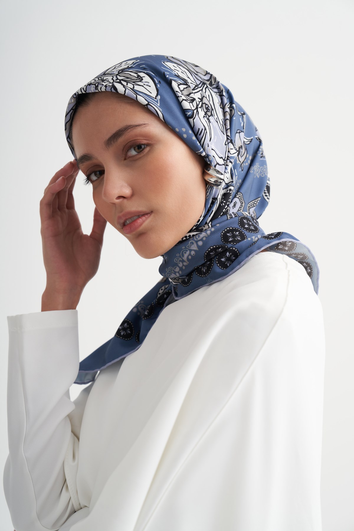 Silva Mavi Twill Eşarp