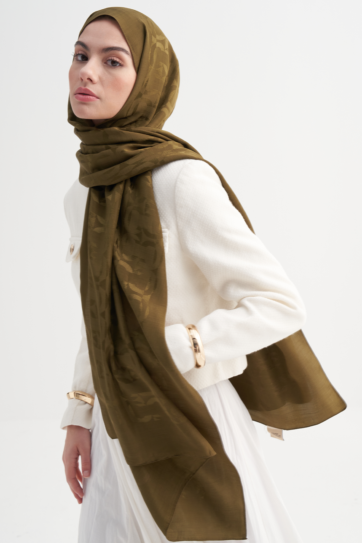 Blok Desen Rina Floş Jakar Şal Ceviz