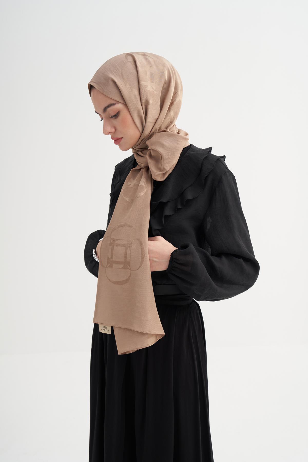 Aura Desen Rina Floş Jakar Şal Vizon